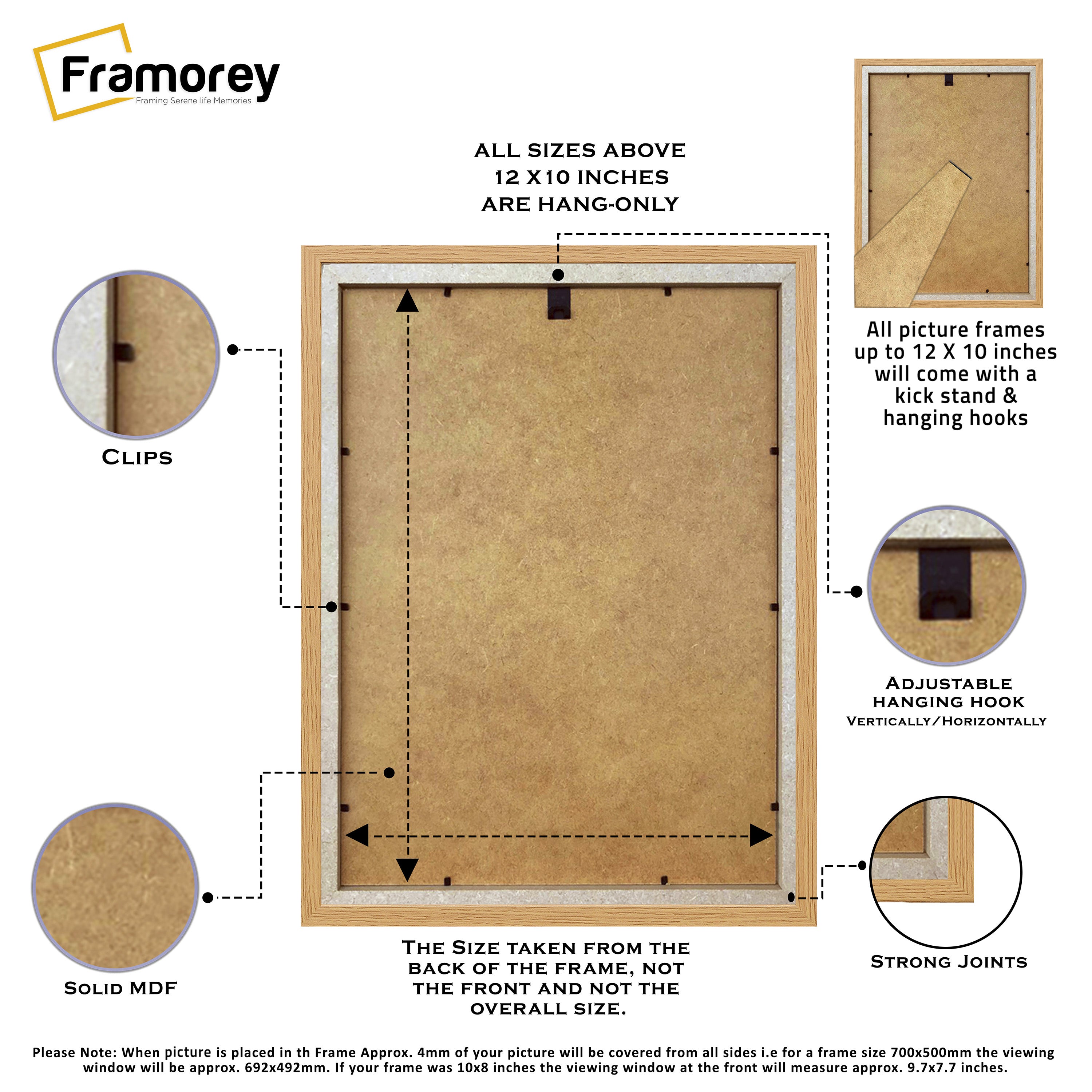 Flat Oak Picture Photo Frame Wall Art Poster Frame With White Mount