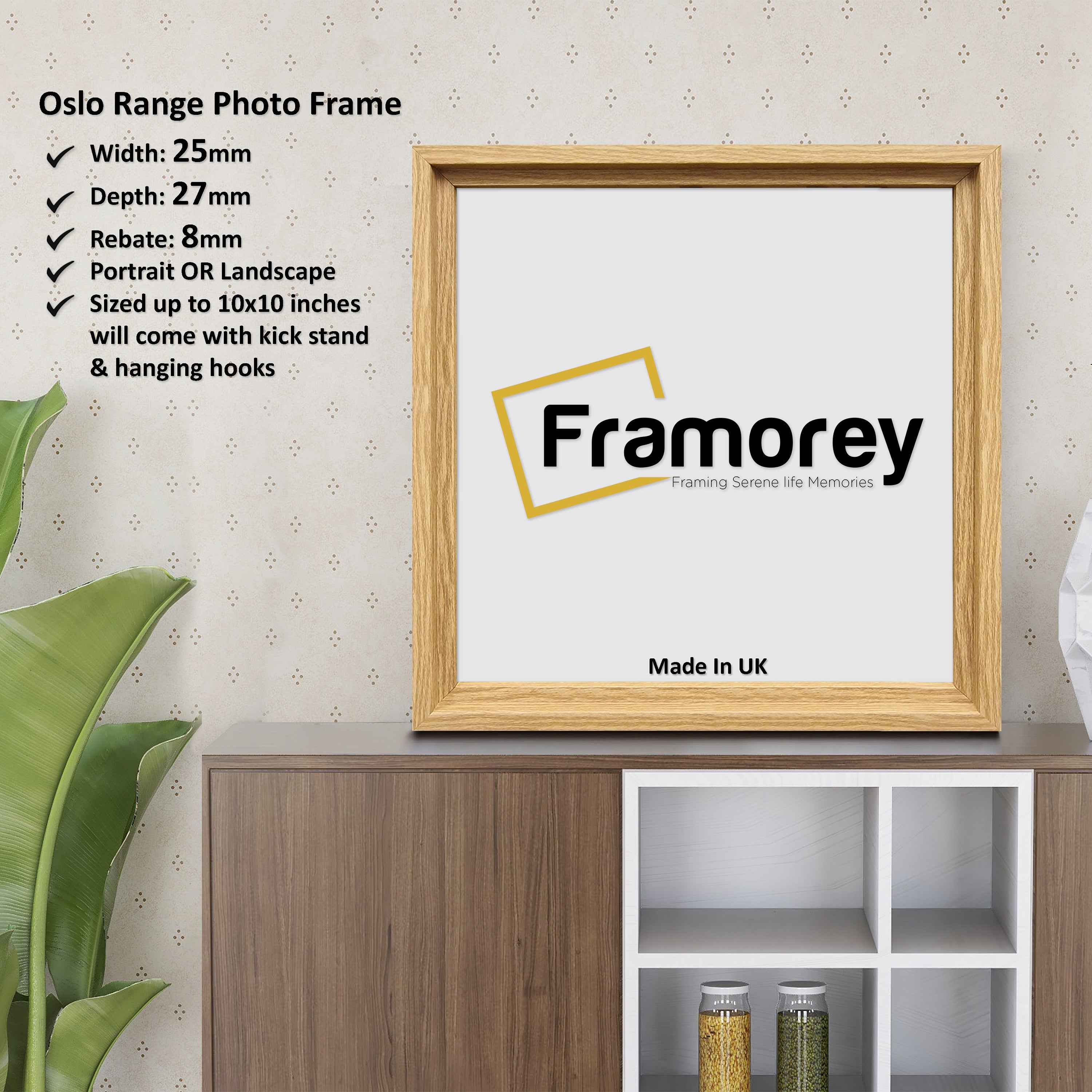 Square Size Oak Oslo Photo Frames Wall Art Poster Frames