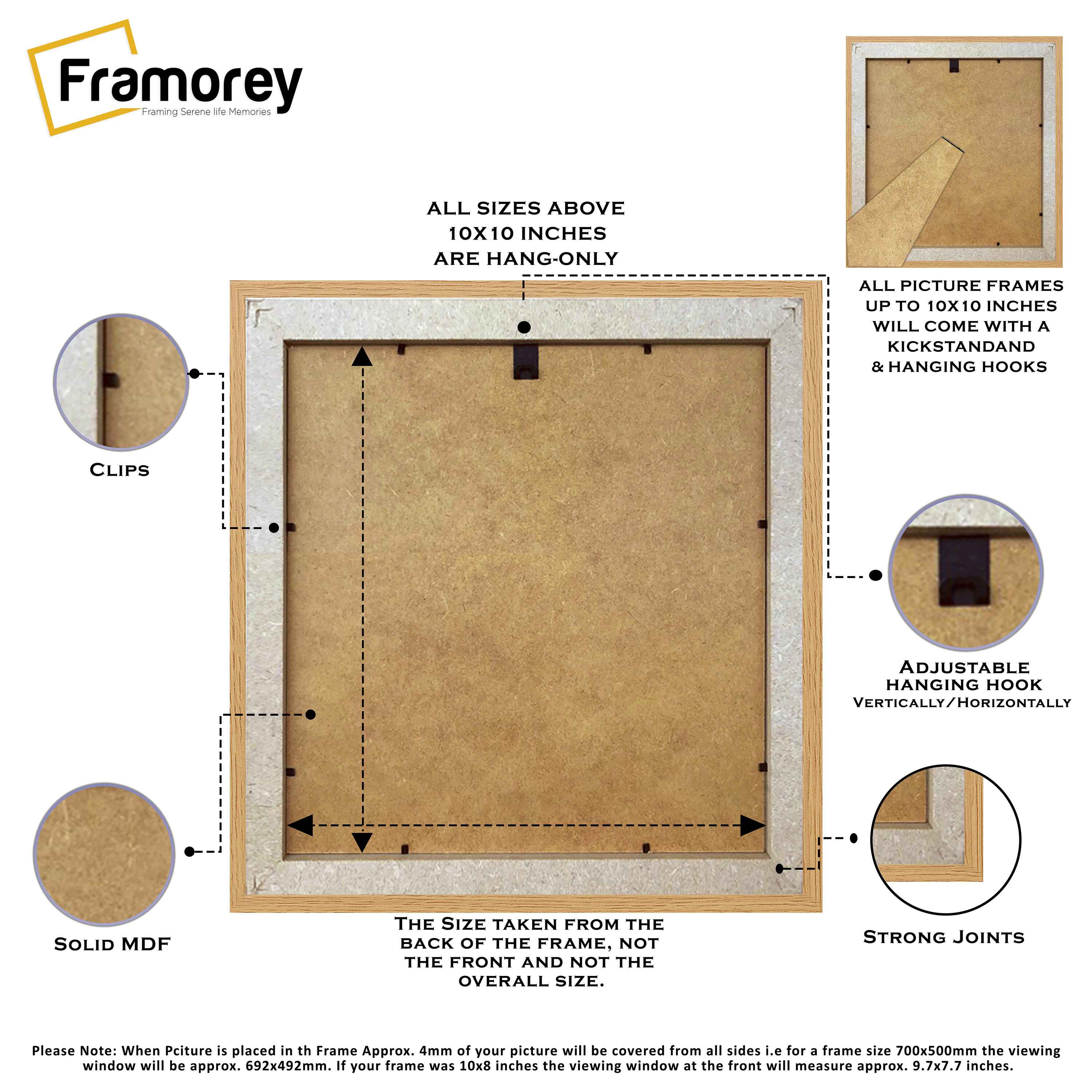 Square Size Oak Picture Frames Handmade Wooden Effect Photo Frames