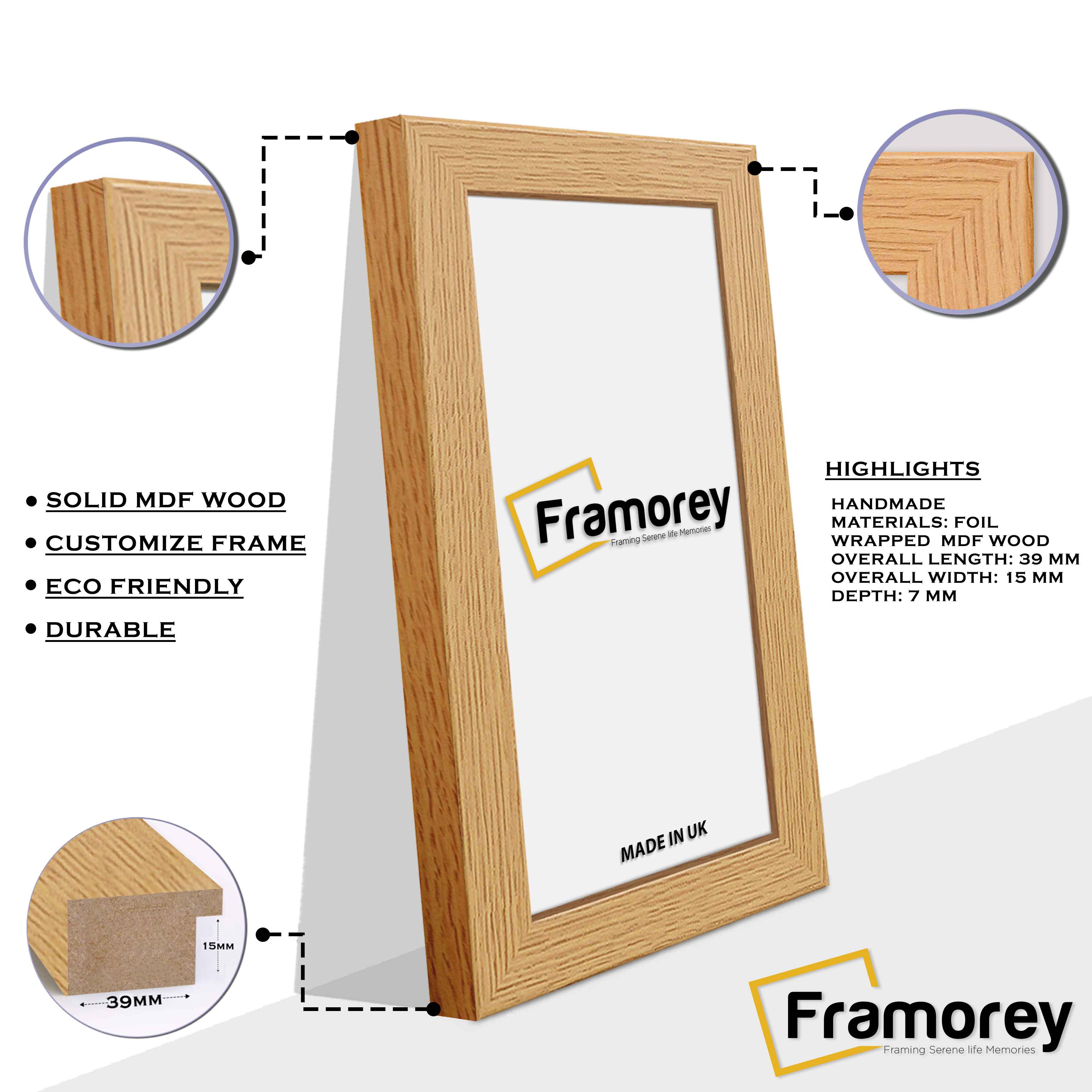 Panoramic Size Oak Picture Frames Handmade Wooden Effect Poster Frames