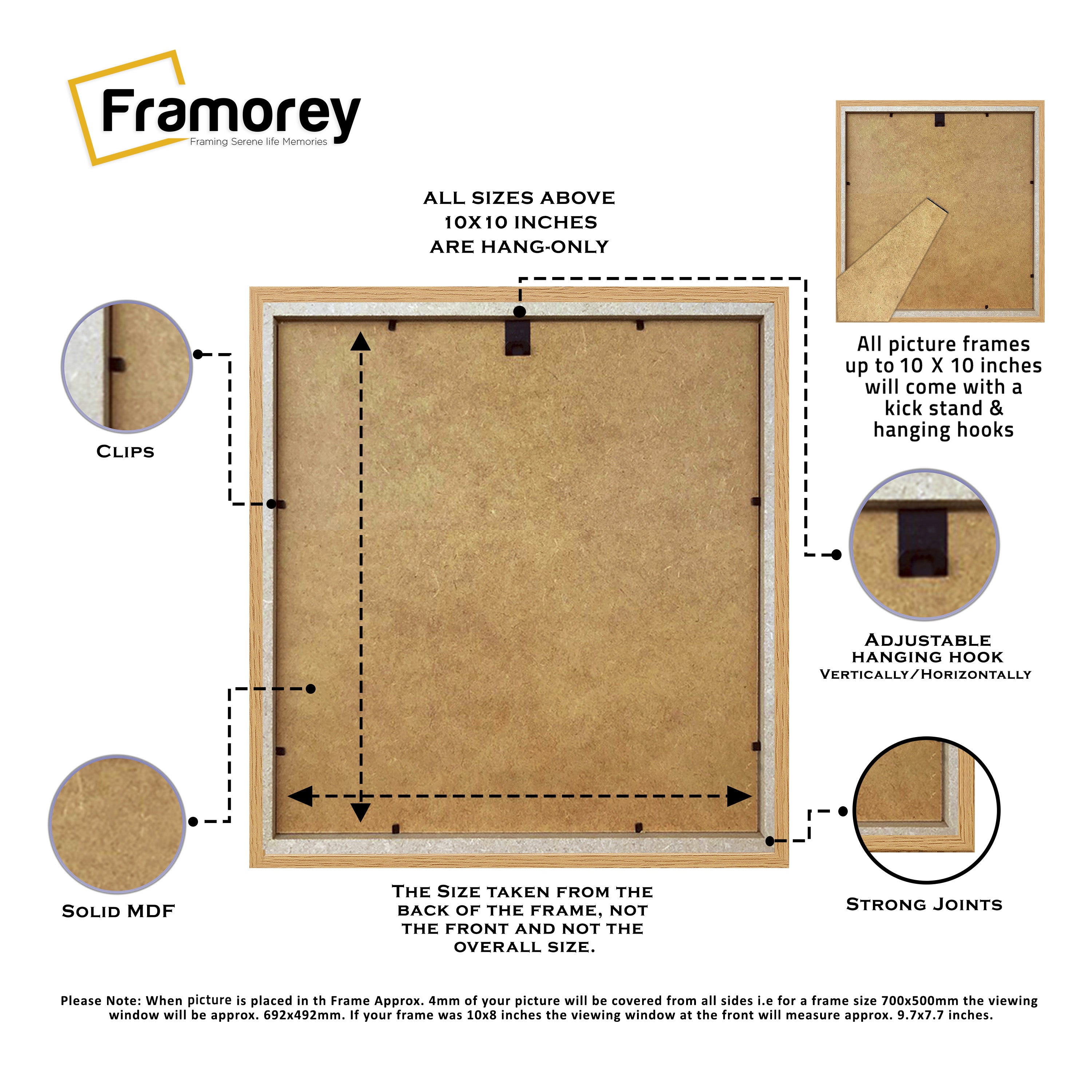 Antique Style Square Size Oak Picture Frame with Ivory Mount