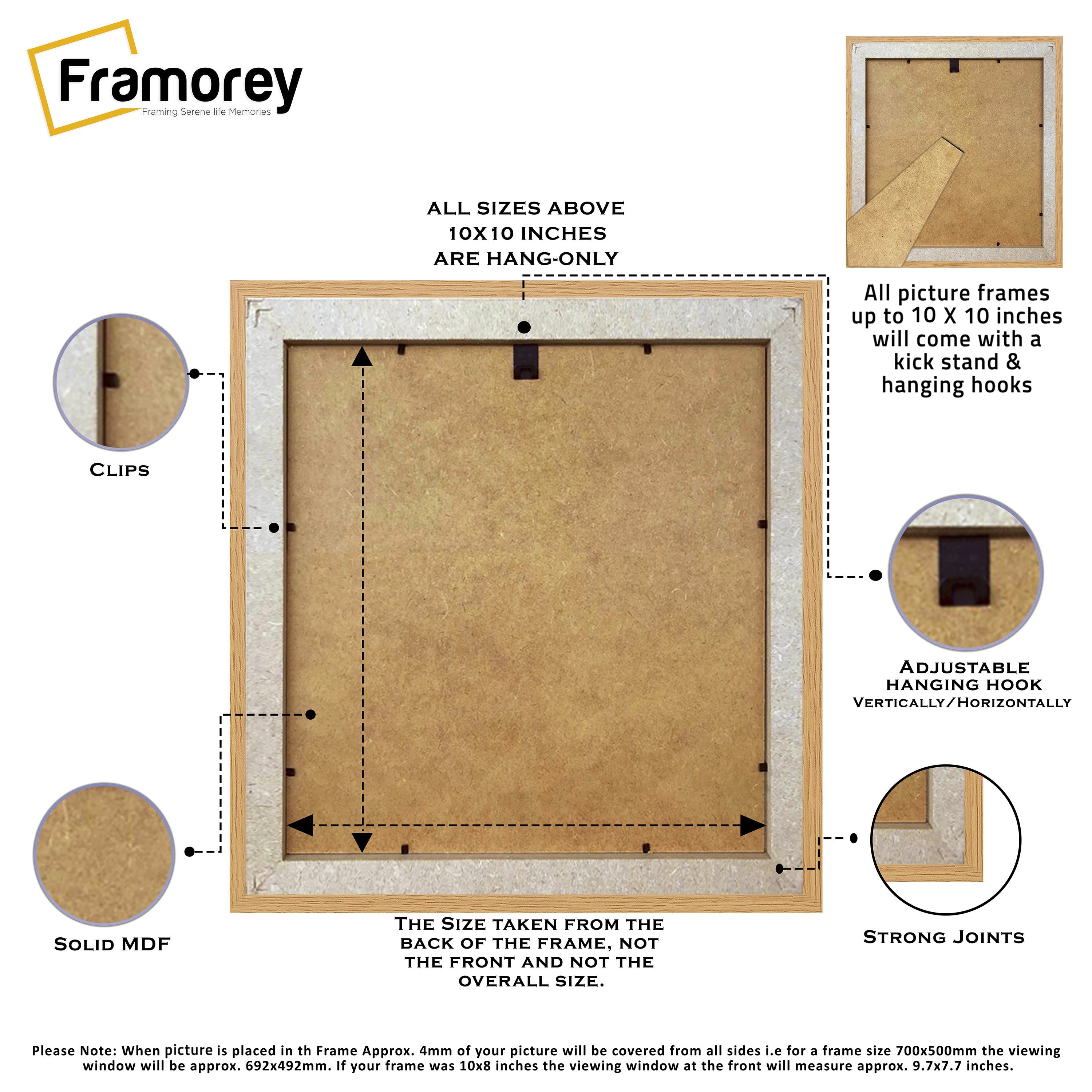 Square Photo Frame Backside View  With Some Details of its features