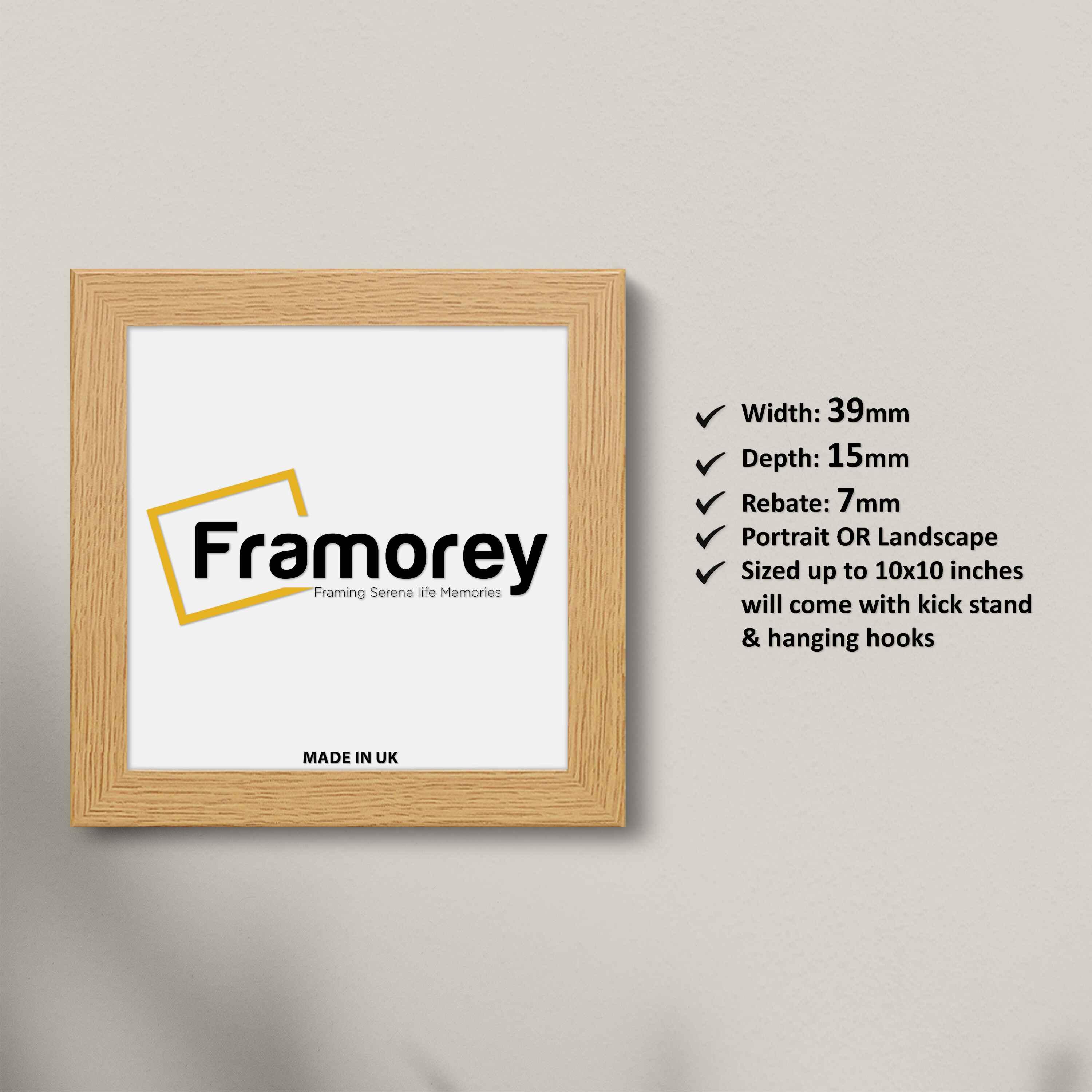 Square Size Oak Picture Frames with some details .