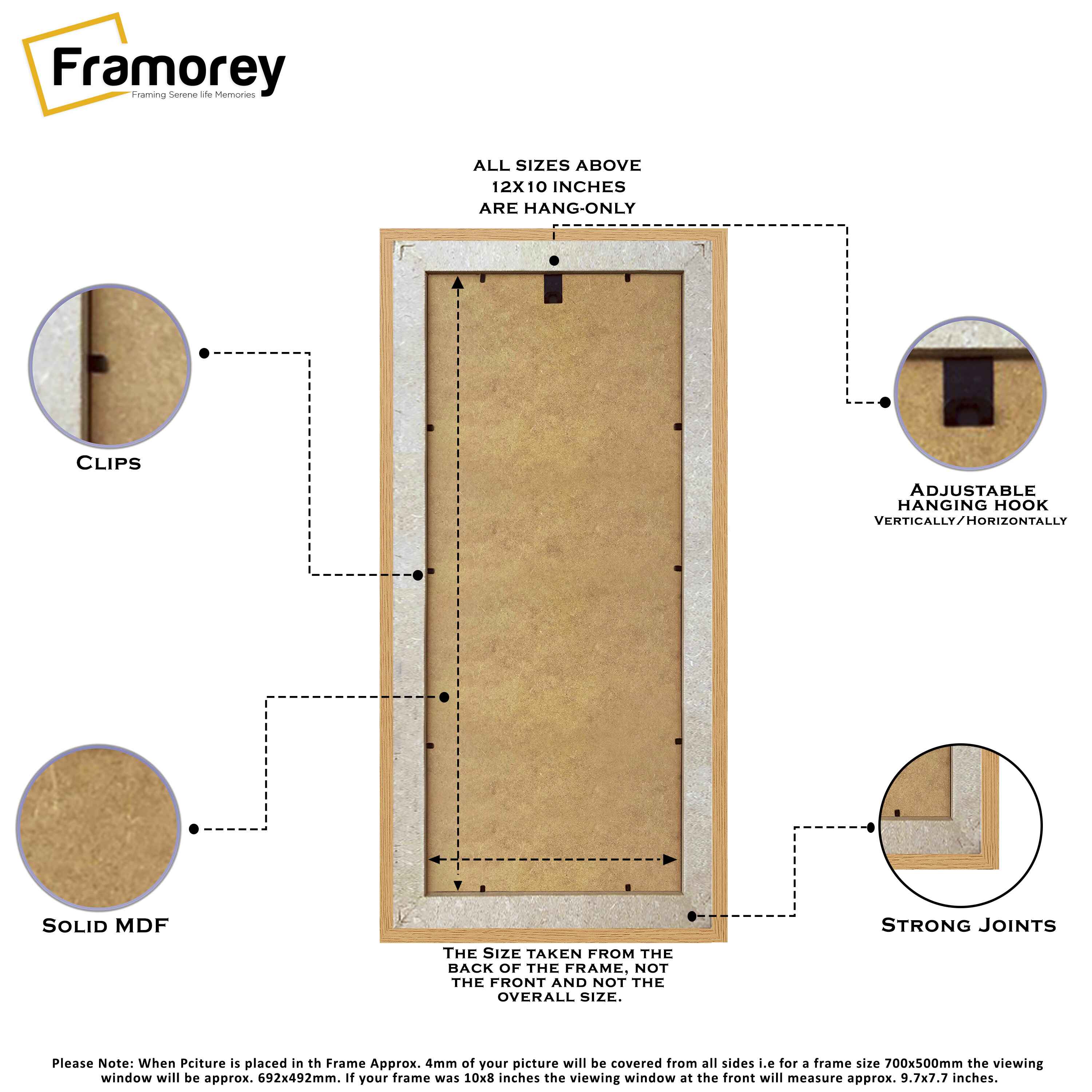 Panoramic Size Oak Picture Frames Handmade Wooden Poster Frames With Black Mount