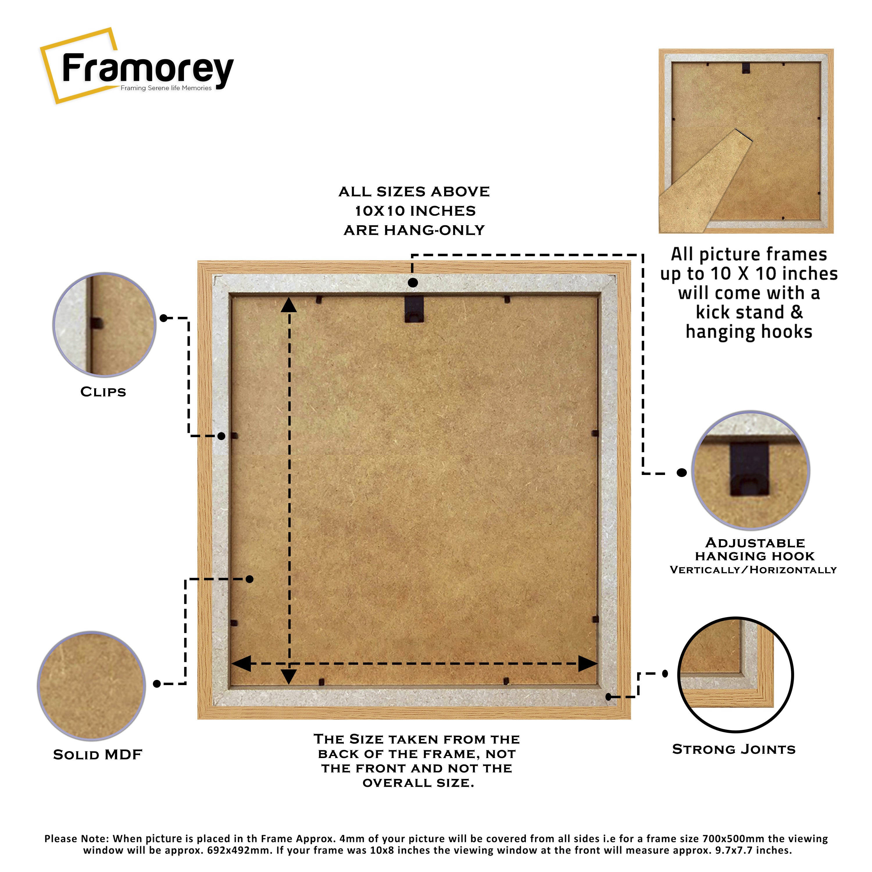 Step Style Square Size Oak Picture Frame Wall Art Poster Frame