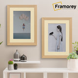 Step Style Oak Picture Frame Wall Art Poster Frame With Ivory Mount