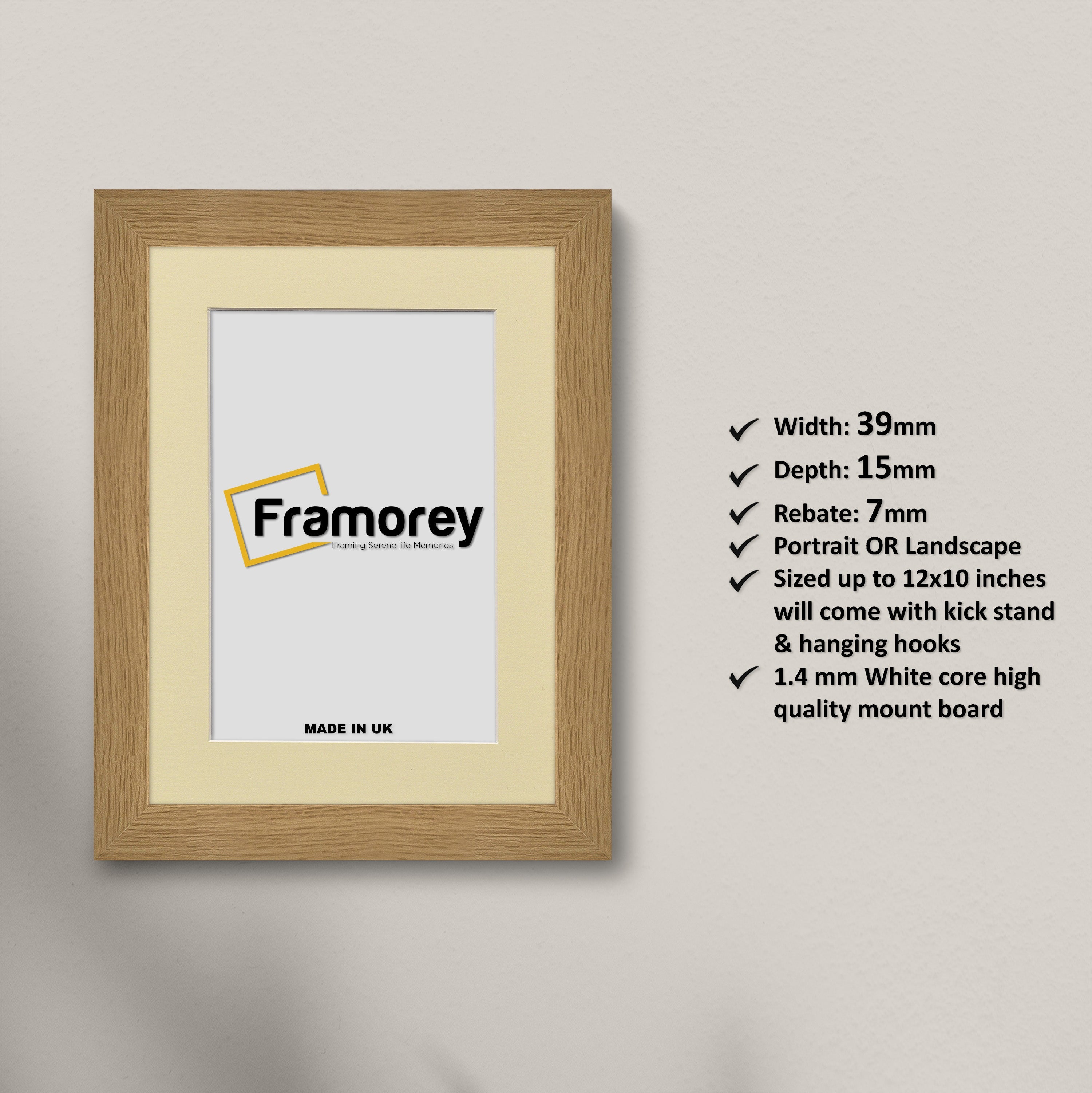 Oak Picture Frames Handmade Wooden Effect Photo Frames With Ivory Mount