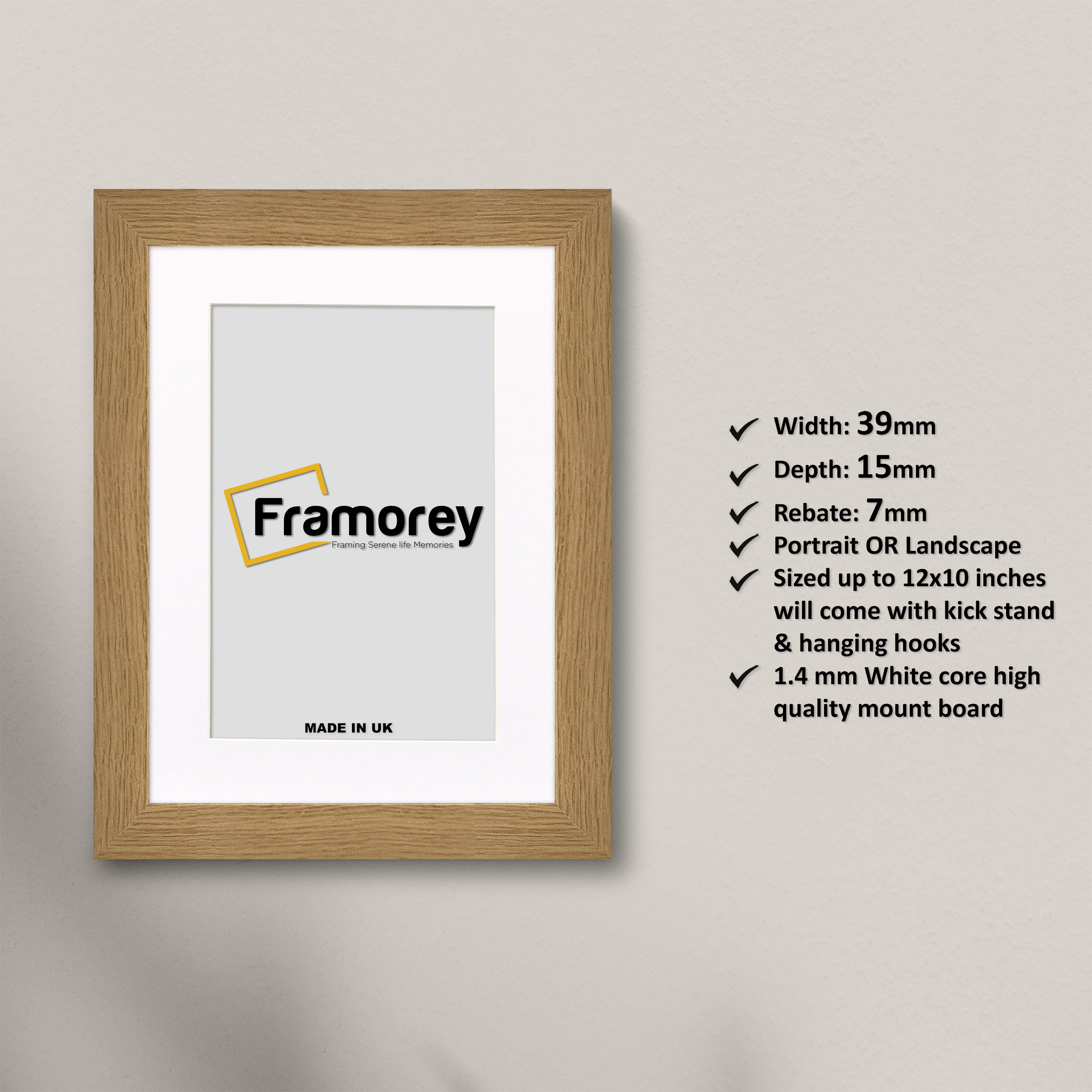 Oak Picture Frames Handmade Wooden Effect Frames With White Mount