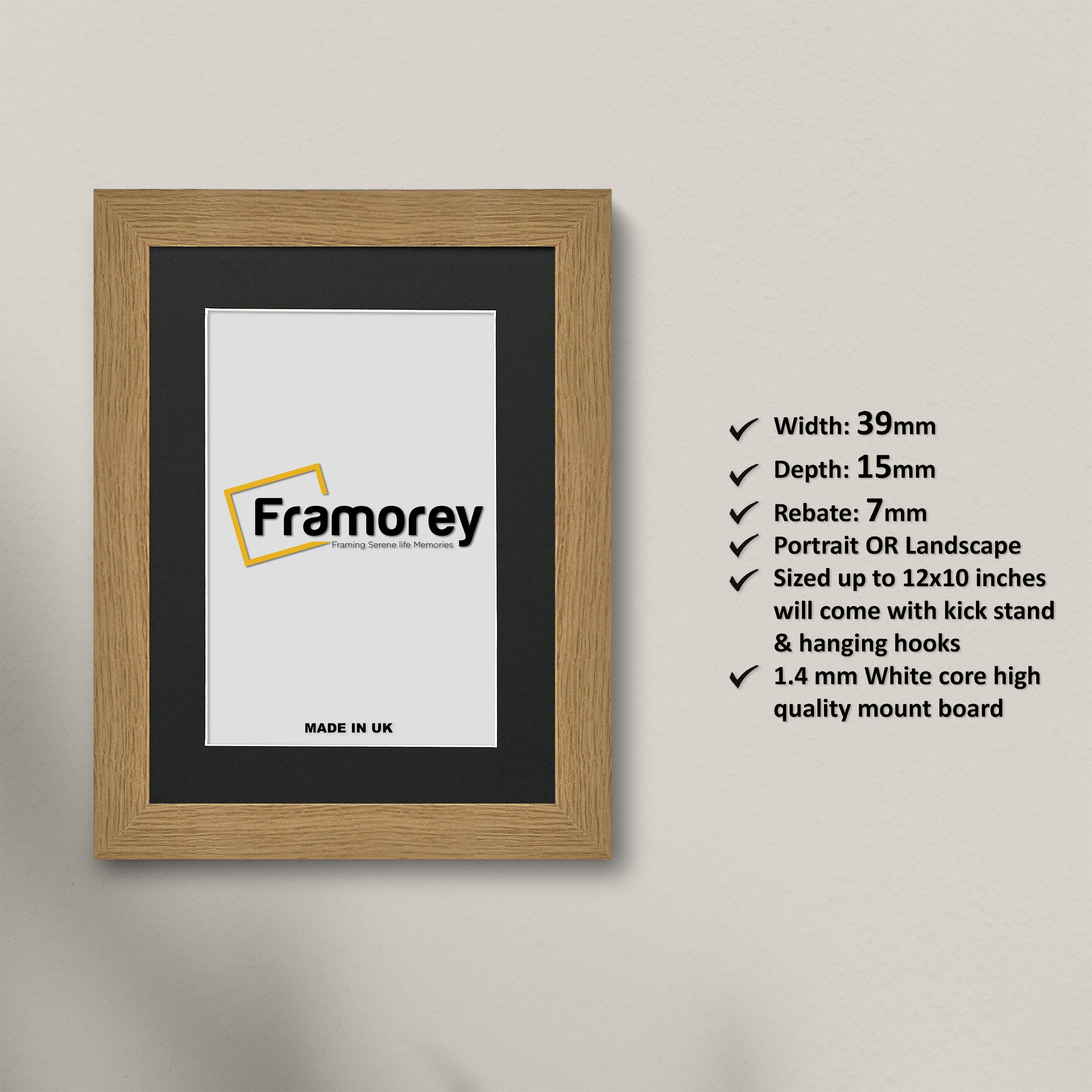 Oak Photo Frames Handmade Wooden Effect Poster Frames With Black Mount