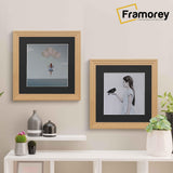 Step Style Square Size Oak Picture Frame With Black Mount