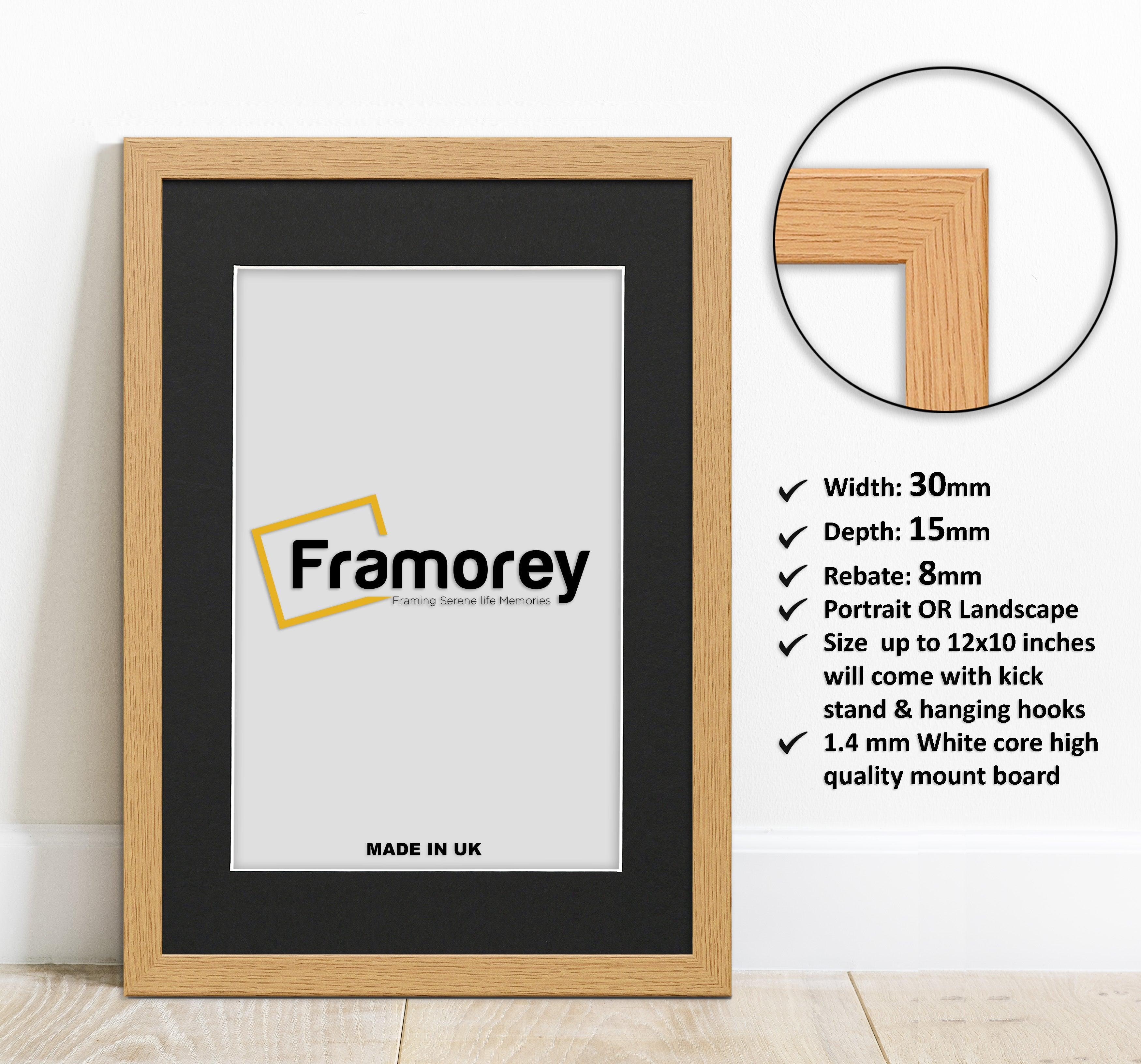 Square Size Oak Photo Frame With Black Mount Picture Frames 24MM - FRAMOREY