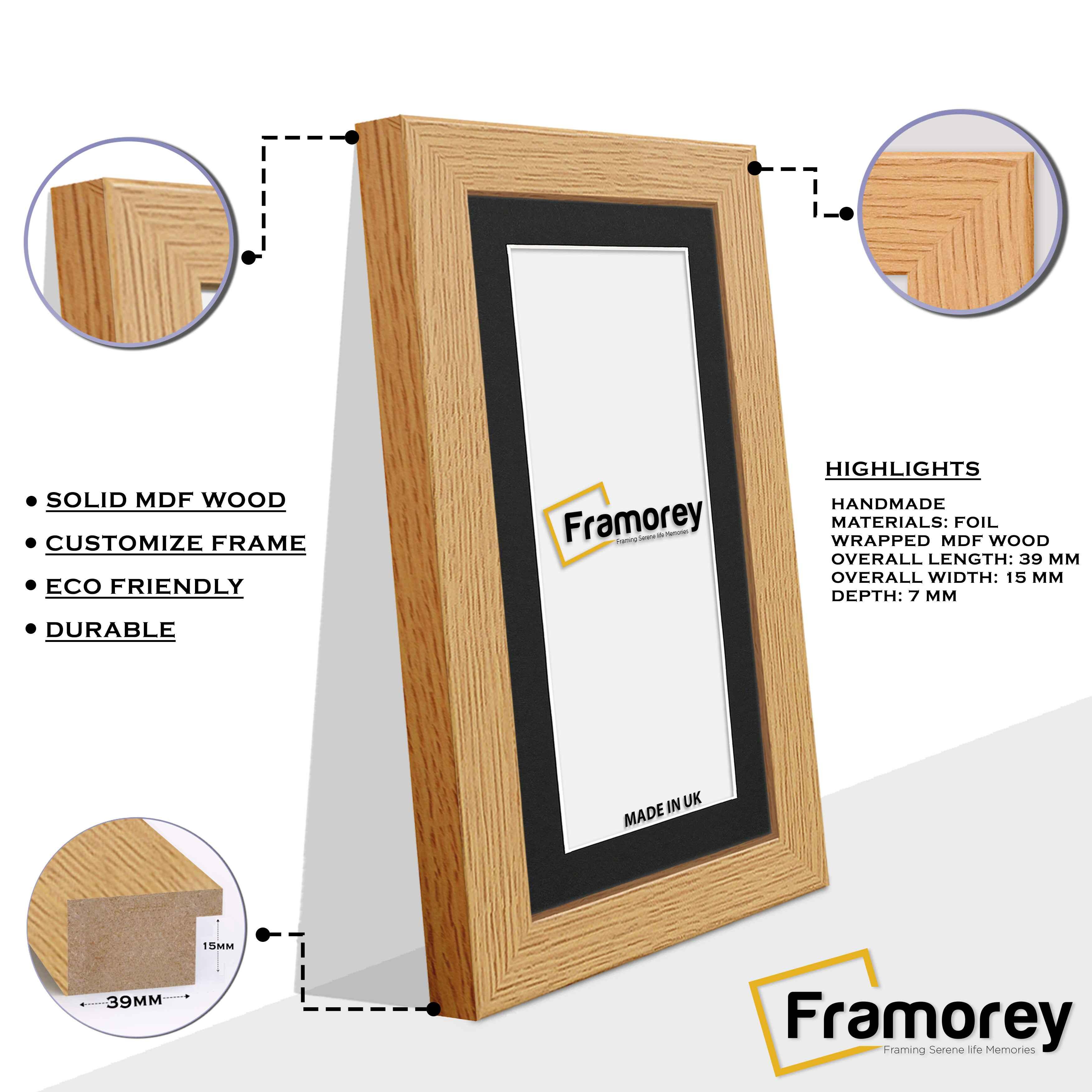 Panoramic Oak Picture Frames with Black Mount | Handmade Wooden Poster ...