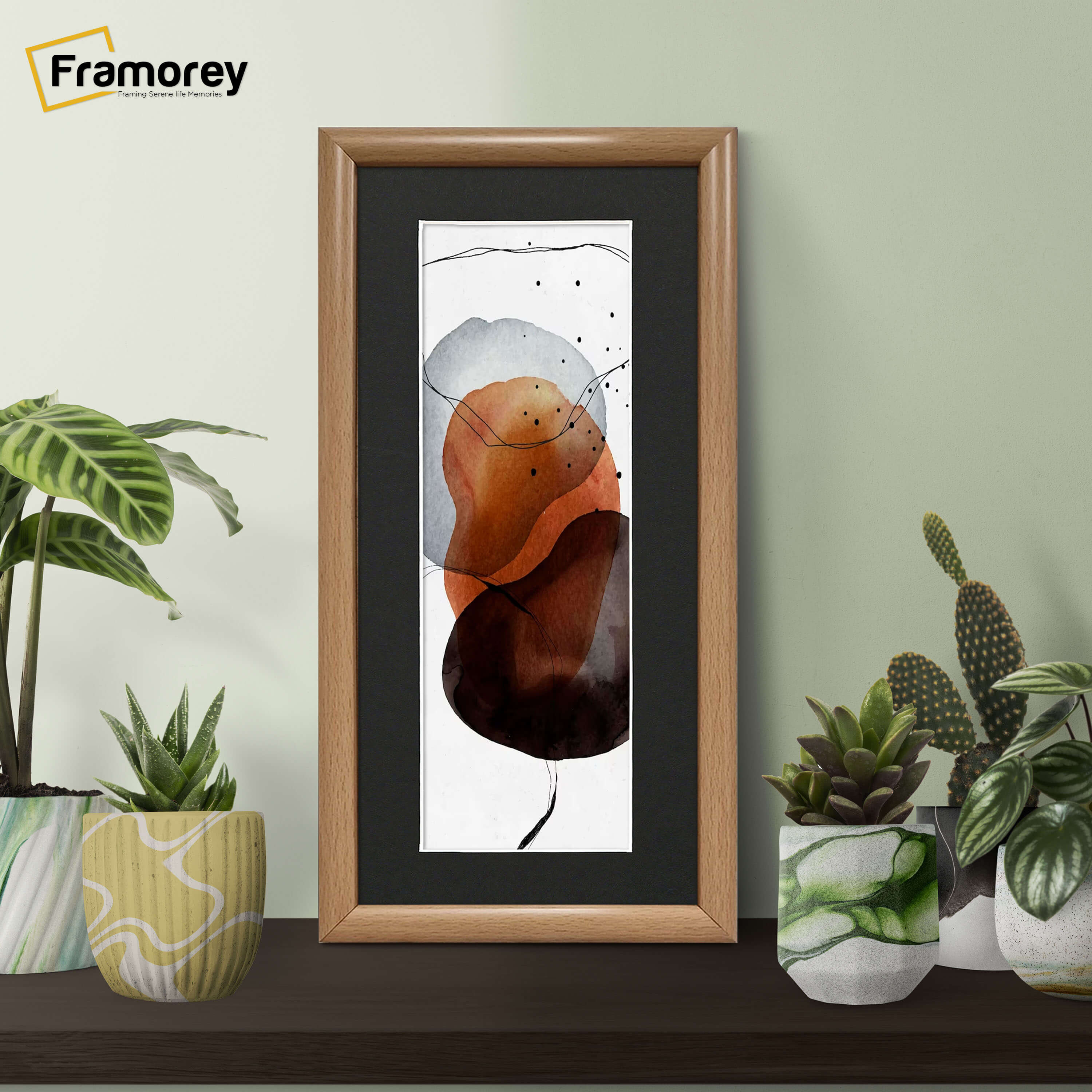 Oak Minimalist Panorama Style Picture Frame Photot Frame With Black Mount