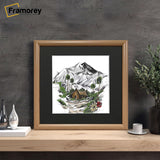 Square Size Oak Minimalist Photo Frame With Black Mount