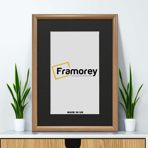 Oak Minimalist Picture Frame Wall Art Frame With Black Mount