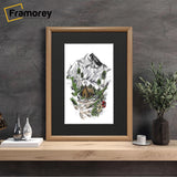 Oak Minimalist Picture Frame Wall Art Frame With Black Mount
