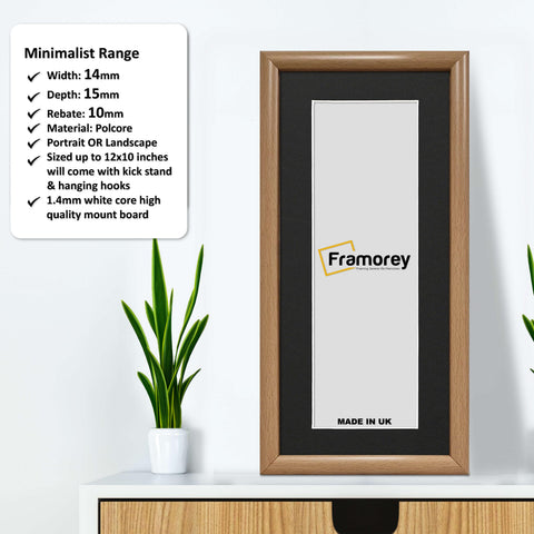 Oak Minimalist Panorama Style Picture Frame Photo Frame With Black Mount