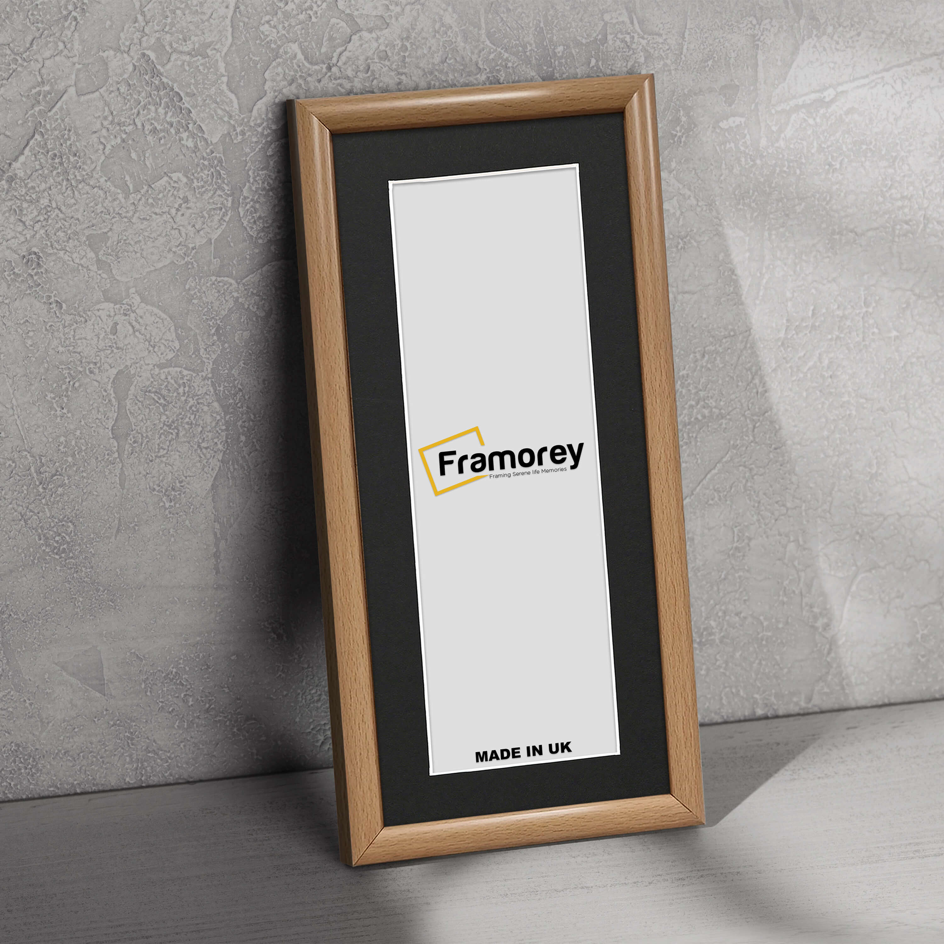 Oak Minimalist Panorama Style Picture Frame Photot Frame With Black Mount