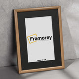Oak Minimalist Picture Frame Wall Art Frame With Black Mount