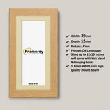 Panoramic Oak Picture Frames Handmade Poster Frames With Ivory Mount