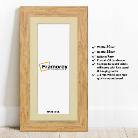 Panoramic Oak Picture Frames Handmade Poster Frames With Ivory Mount
