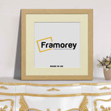 Flat Square Oak Picture Frame Wall Art Poster Frame With Ivory Mount