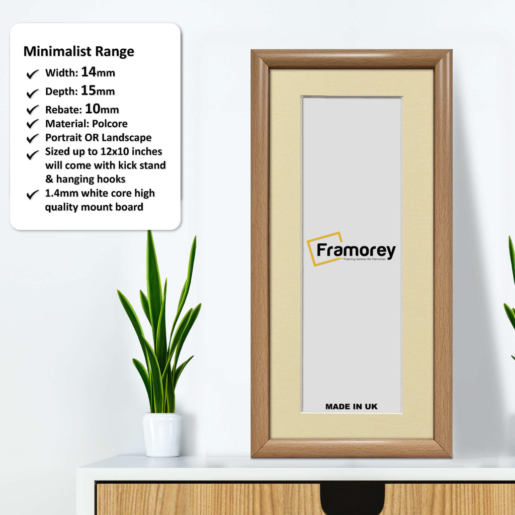 Oak Minimalist Panorama Style Picture Frame Photo Frame With Ivory Mount
