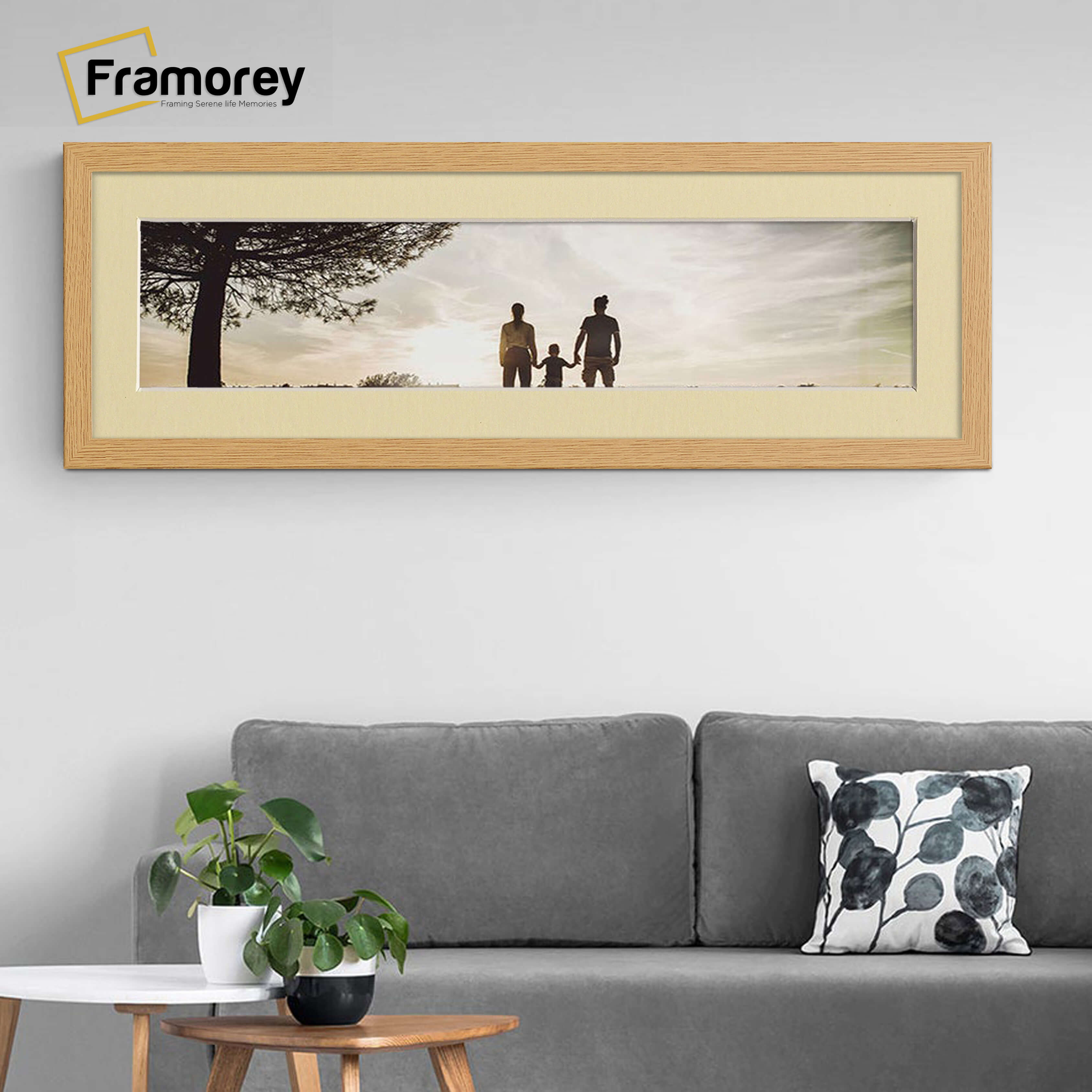 Panoramic Oak Picture Frame With Ivory Mount Wall Décor Frame