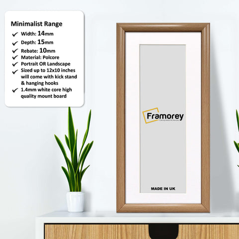 Oak Minimalist Panorama Style Picture Frame Photo Frame With White Mount