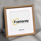Square Size Oak Minimalist Photo Frame With White Mount