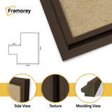 close view of oslo Walnut Poster frame featuring side view texture and molding view