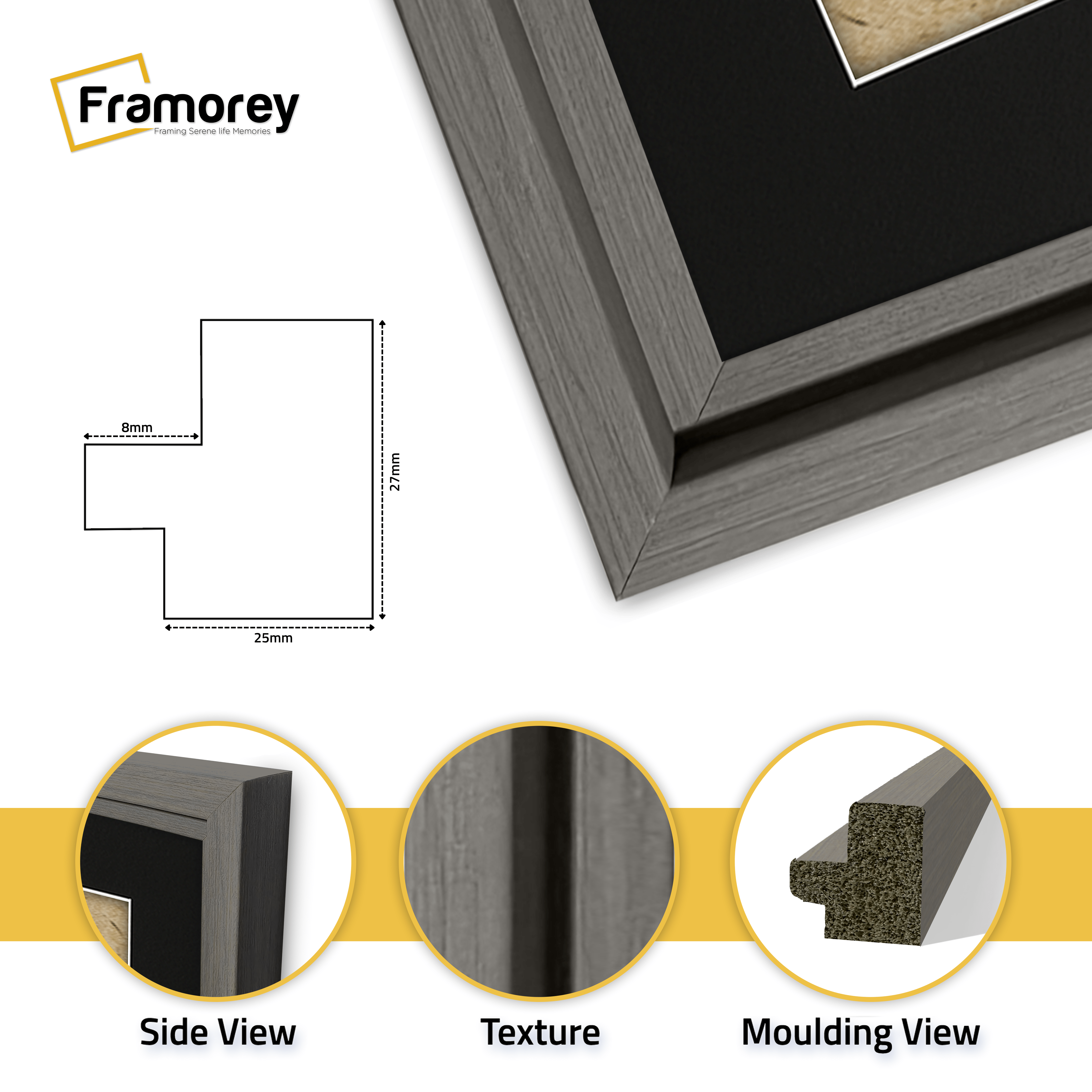 Grey Picture Frame Oslo Style Photo Frames With Black Mount