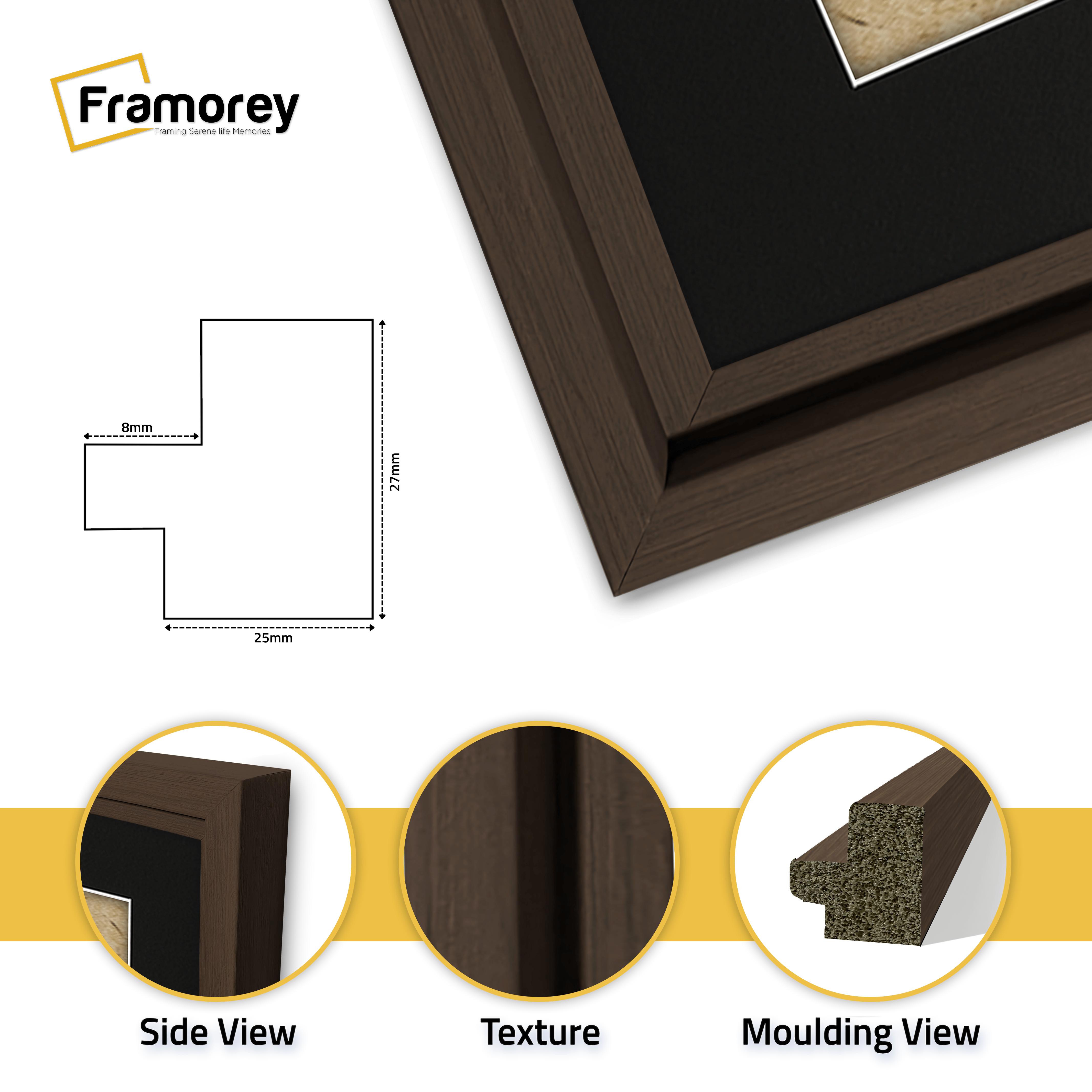 Walnut Picture Frame Oslo Style Photo Frames With Black Mount