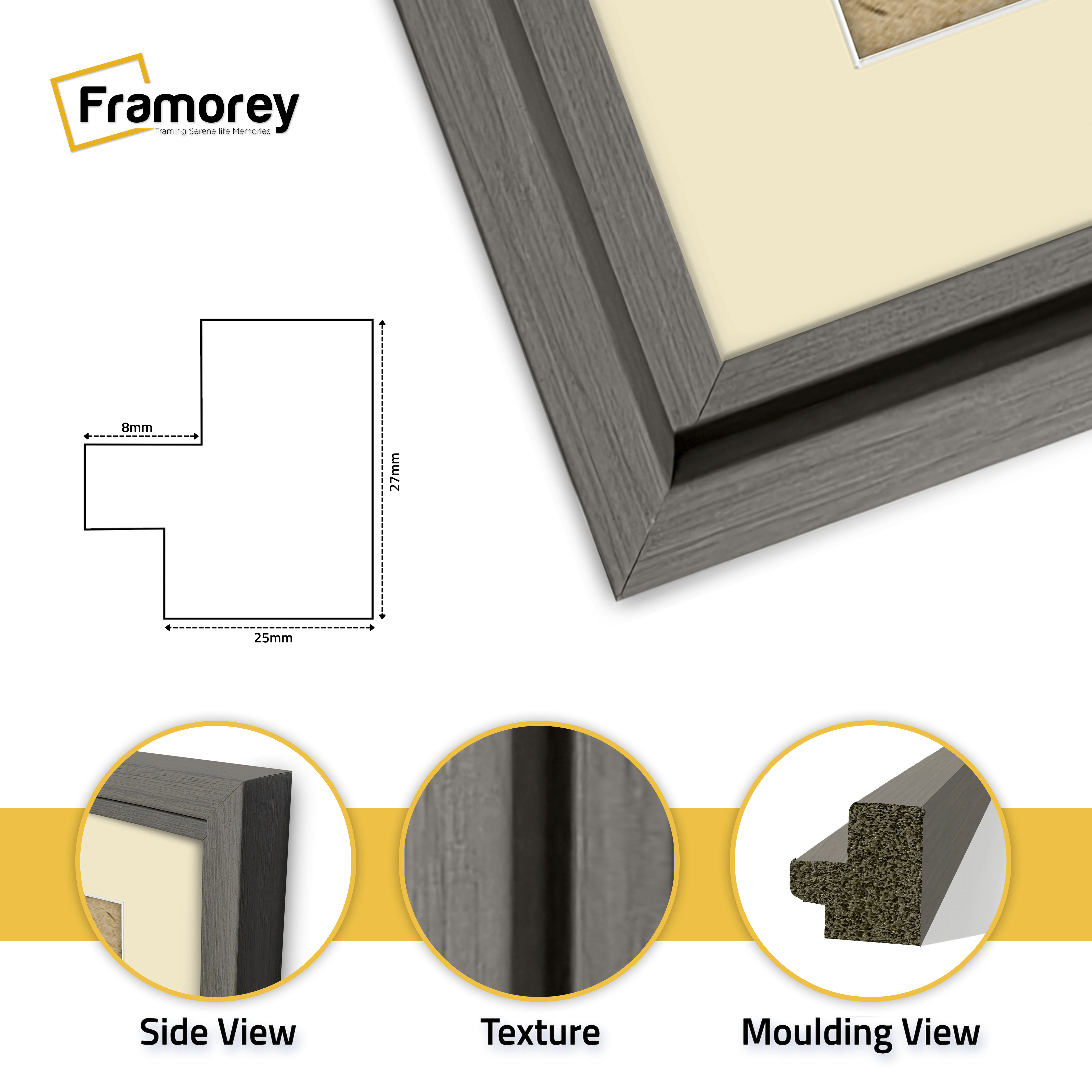 Grey Picture Frame Oslo Style Photo Frames With Ivory Mount