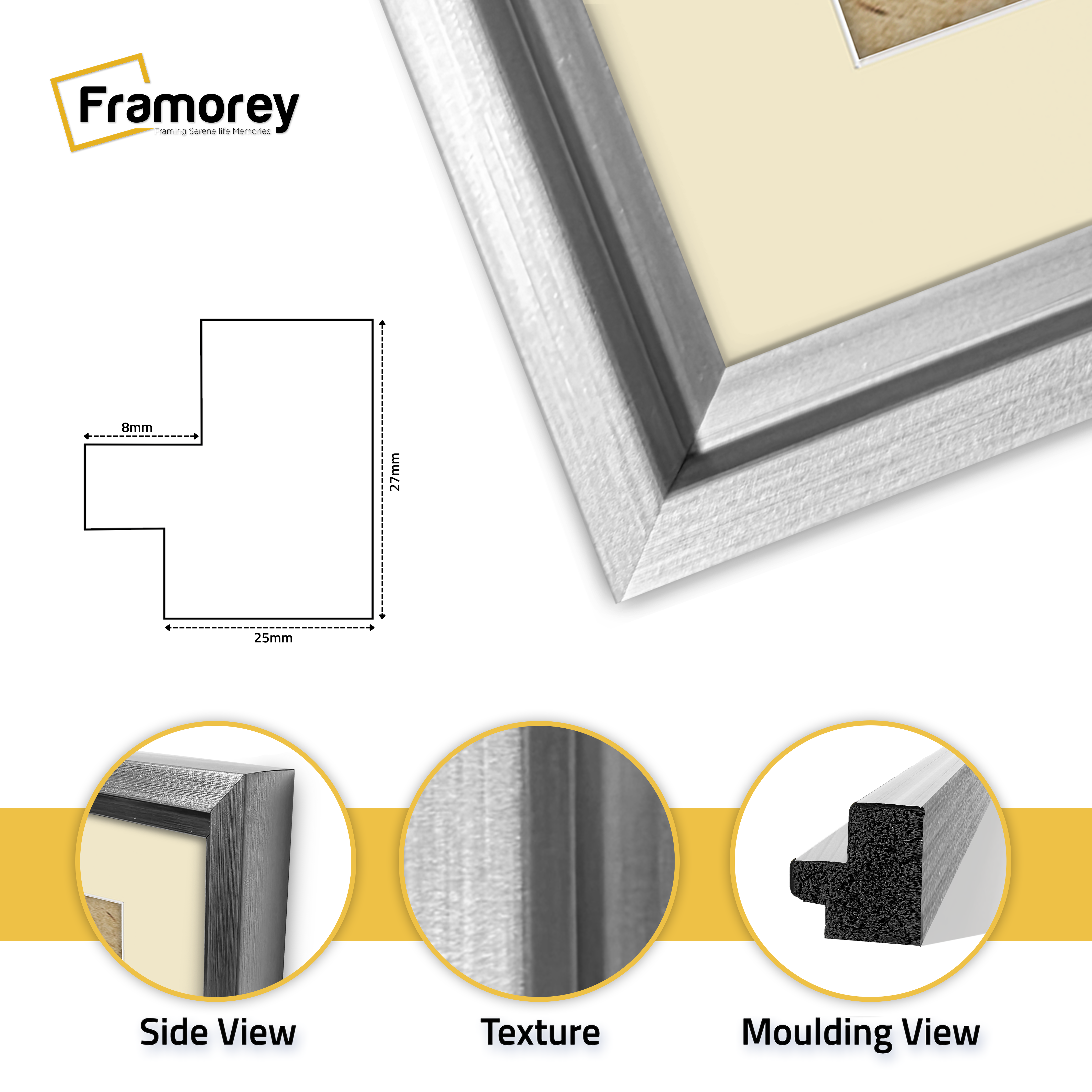 Silver Picture Frame Oslo Style Photo Frames With Ivory Mount