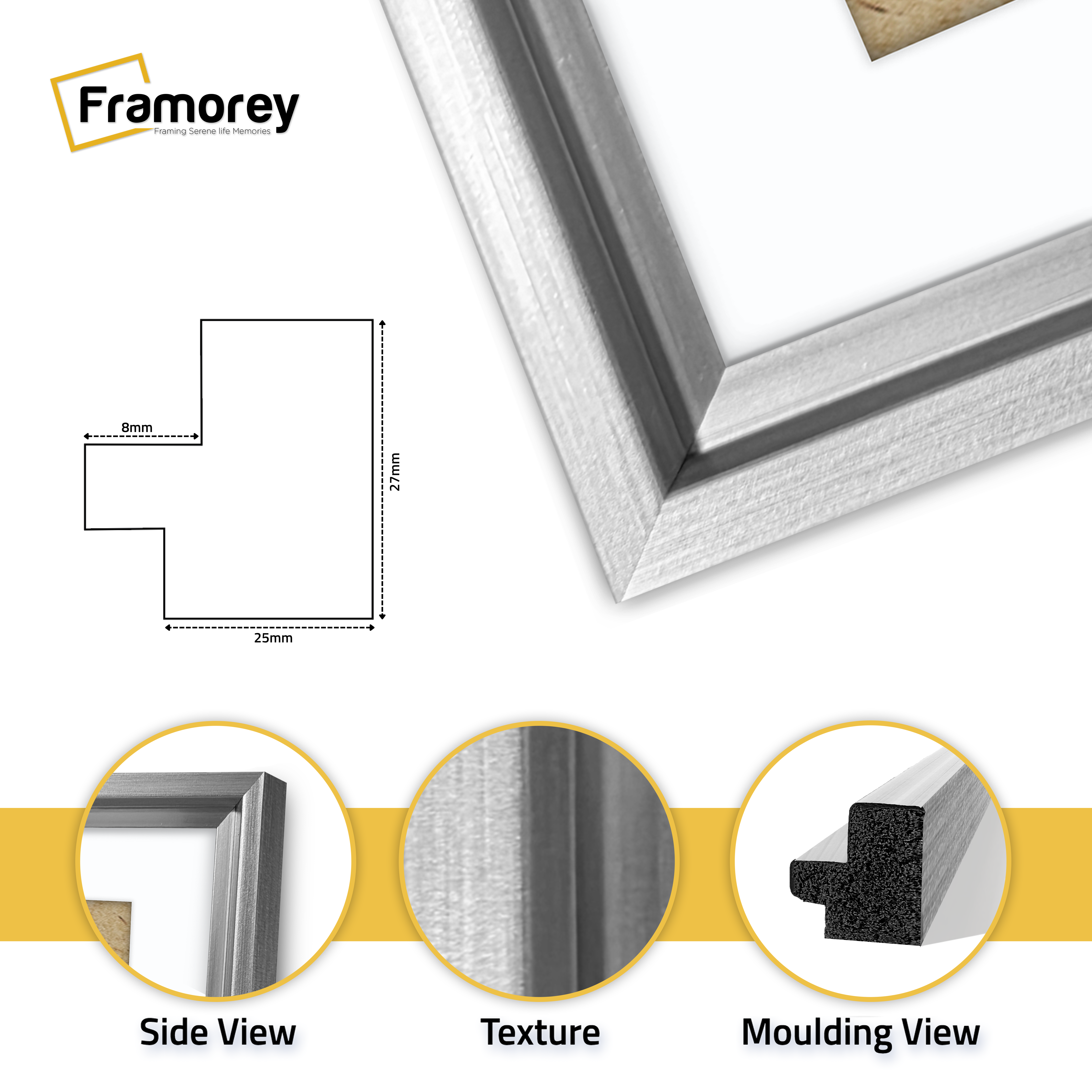 Silver Picture Frame Oslo Style Photo Frames With White Mount