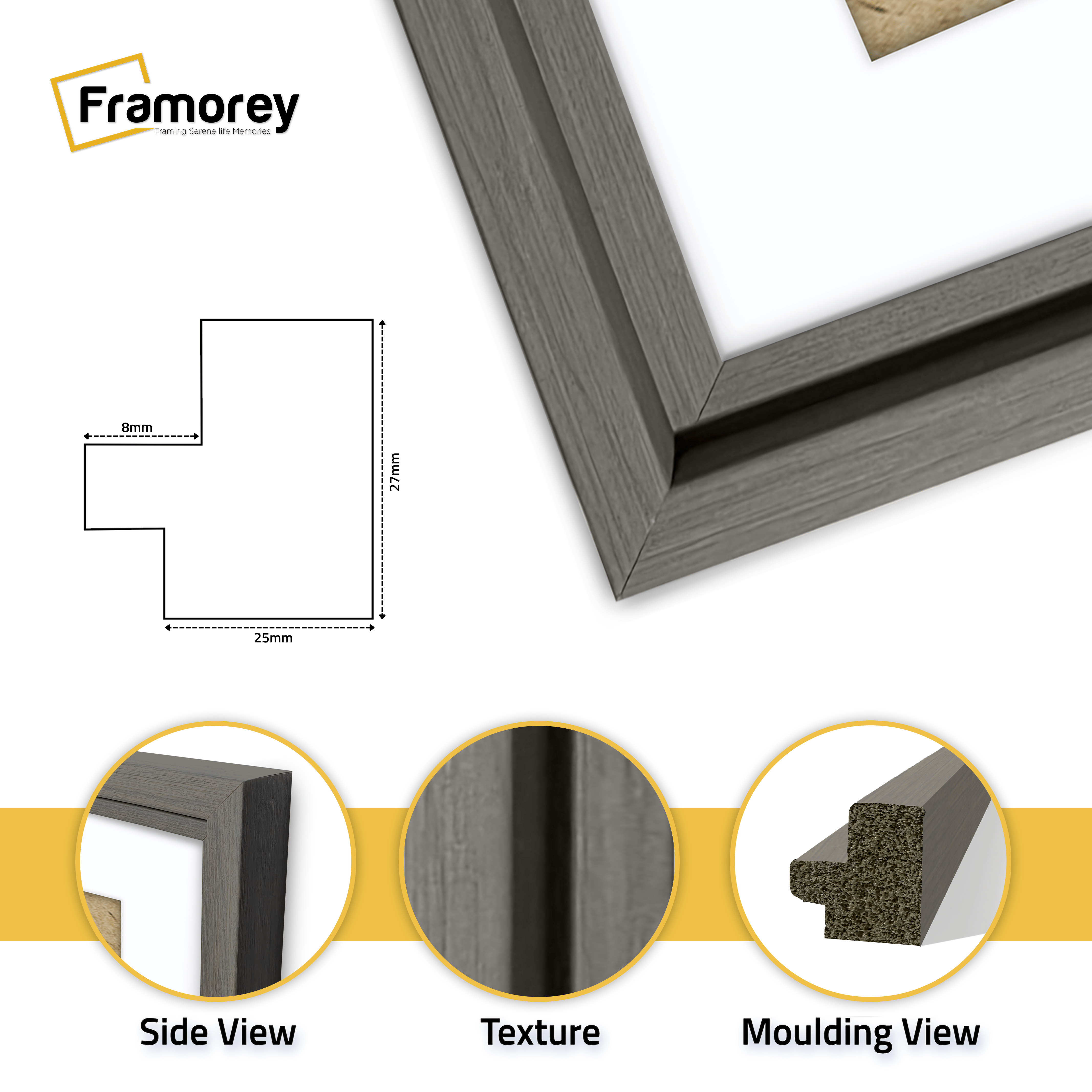 Grey Picture Frame Oslo Style Photo Frames With White Mount