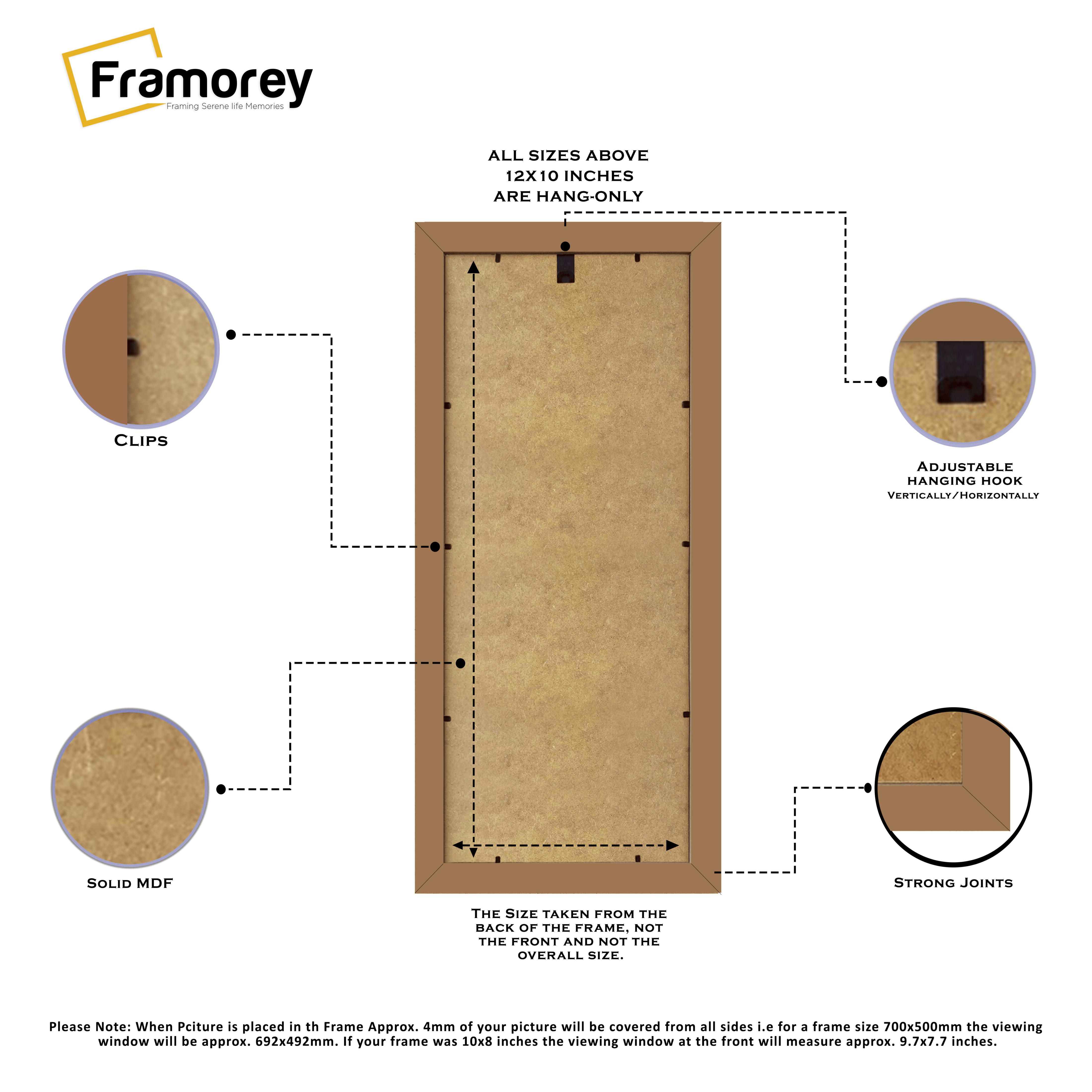 Panoramic Dark Oak Picture Frame With Ivory Mount Wall D?cor Frame