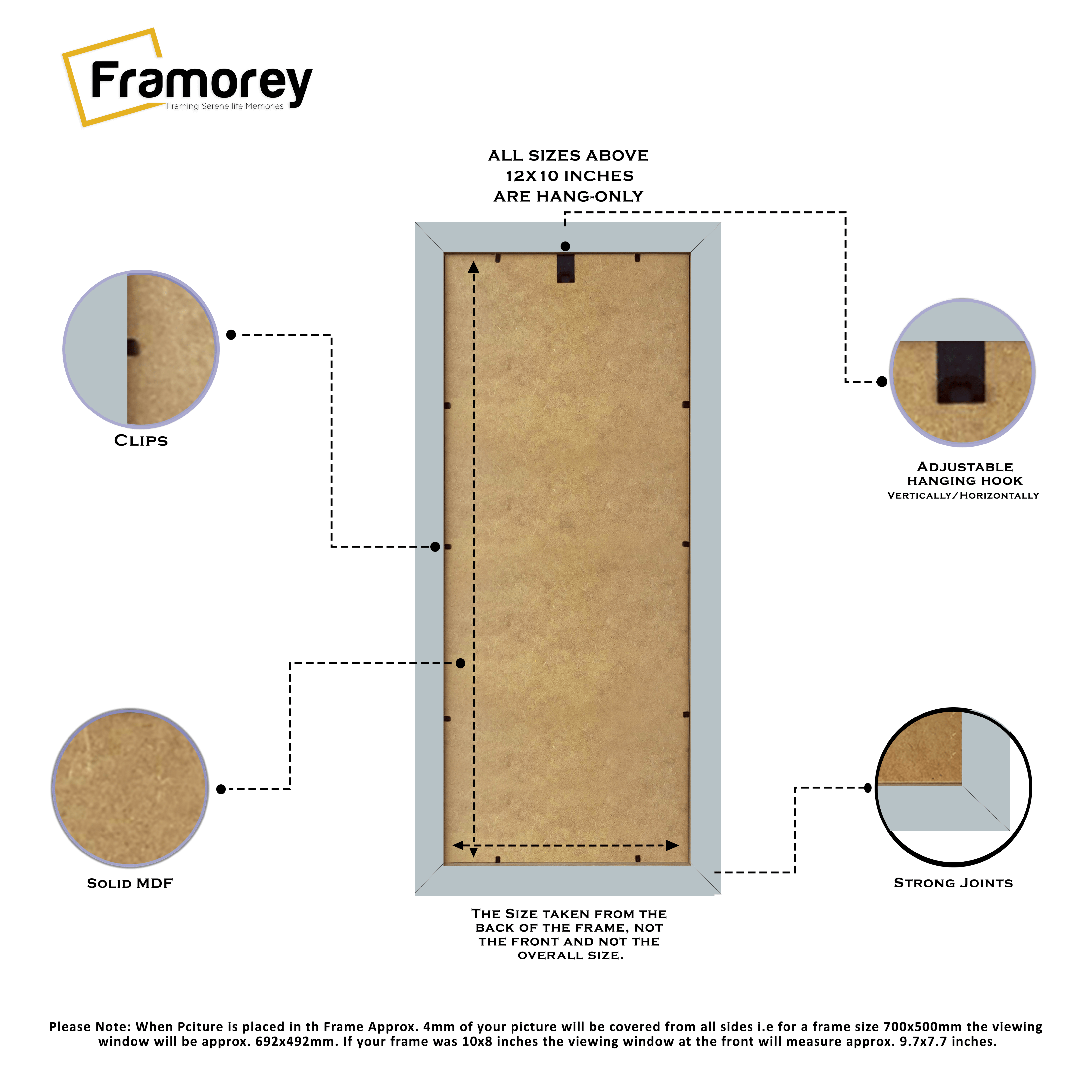 Panoramic Light Grey Picture Frame With White Mount Wall Décor Frame