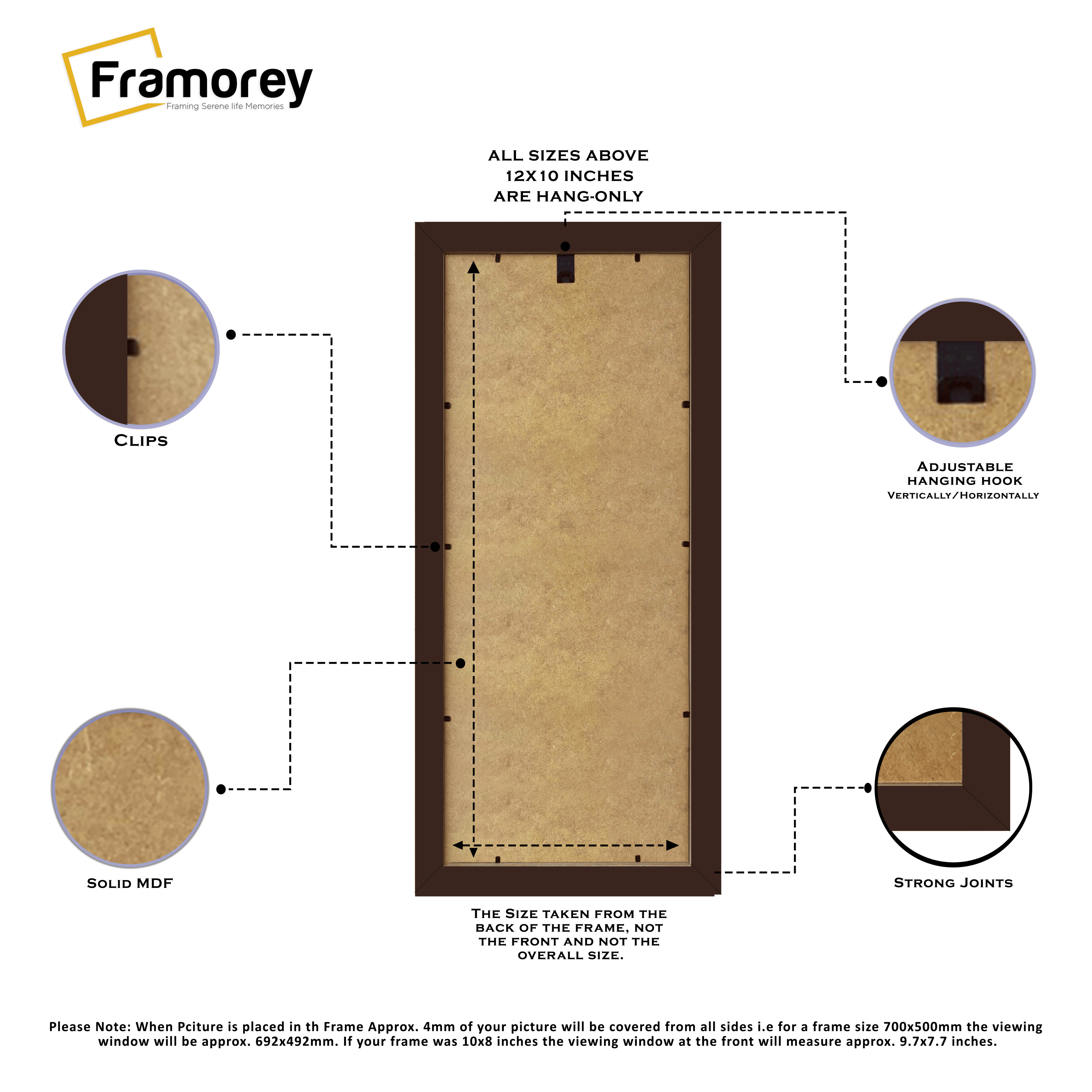 Panoramic Mahogany Picture Frame With Black Mount Wall Décor Frame