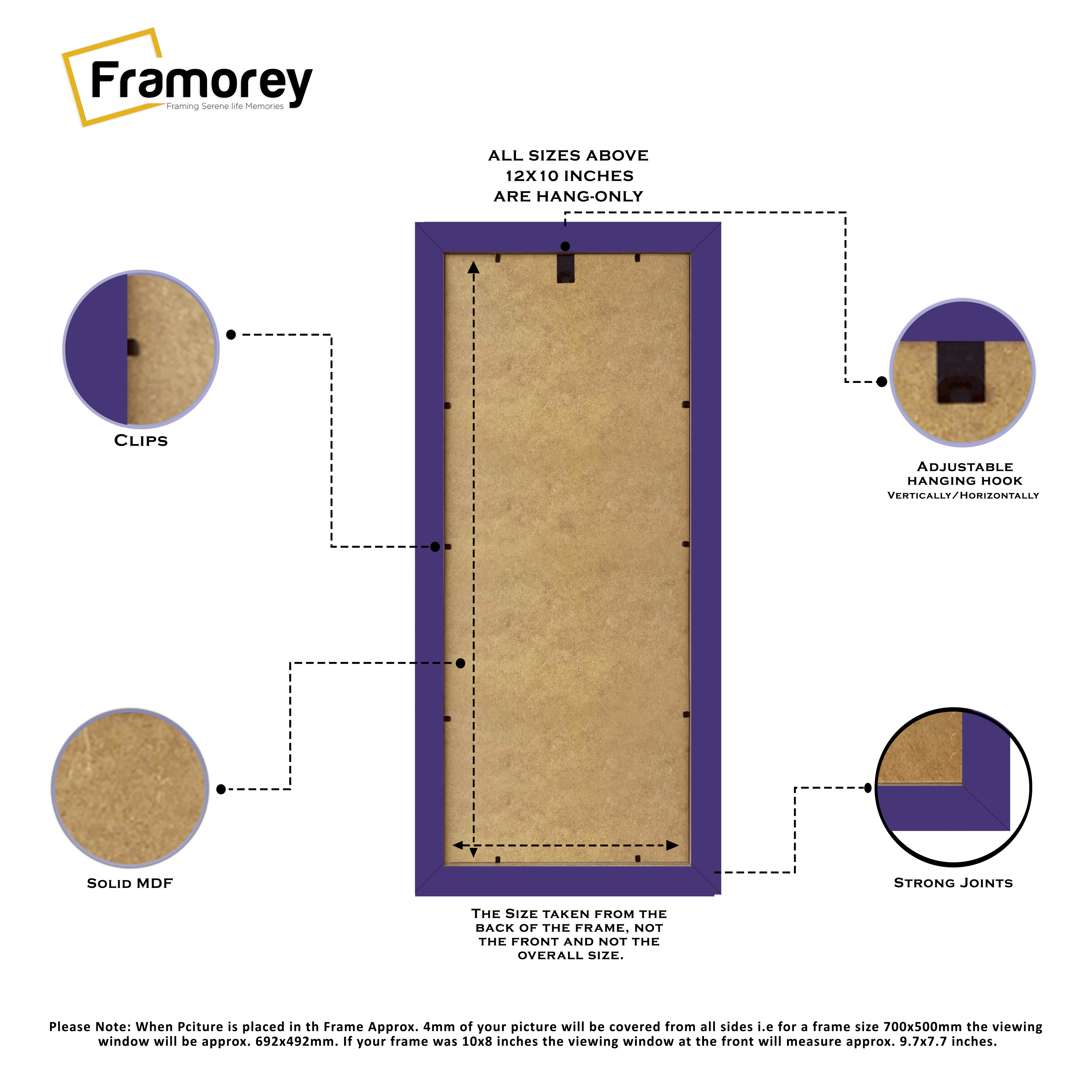 Panoramic Purple Picture Frame With Ivory Mount Wall Décor Frame