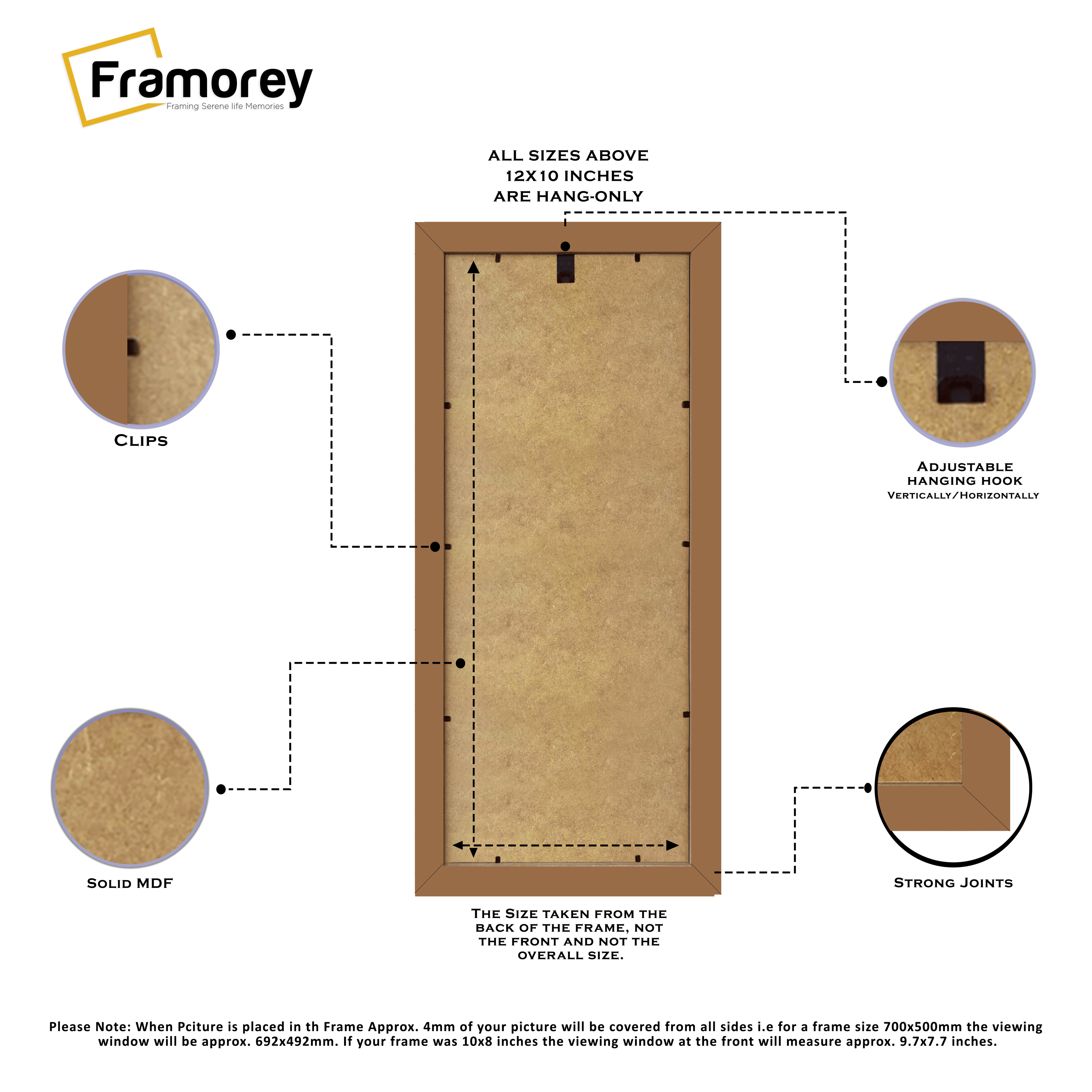 Panoramic Walnut Picture Frame With Black Mount Wall D?cor Frame