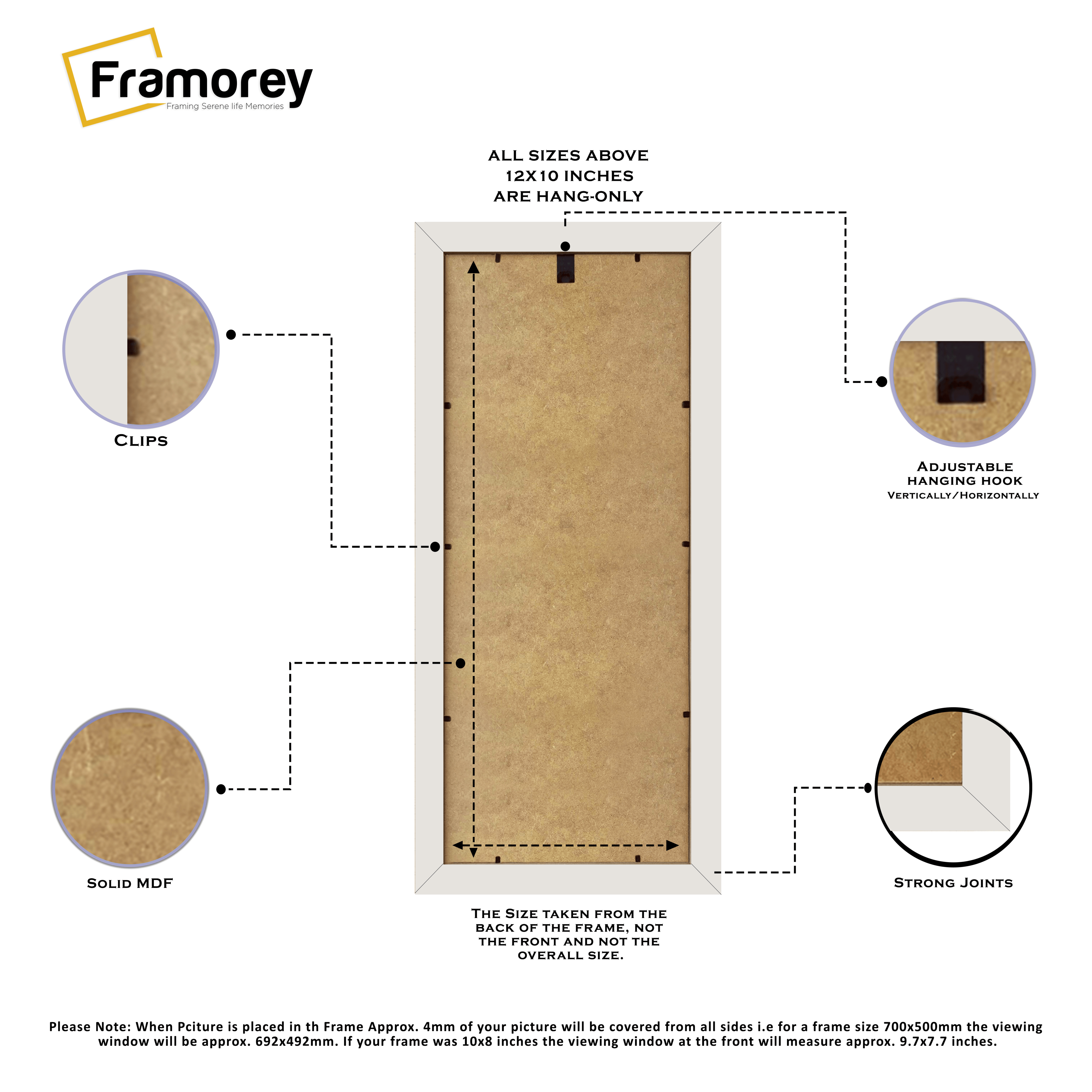 Panoramic White Picture Frame With Ivory Mount Wall Décor Frame