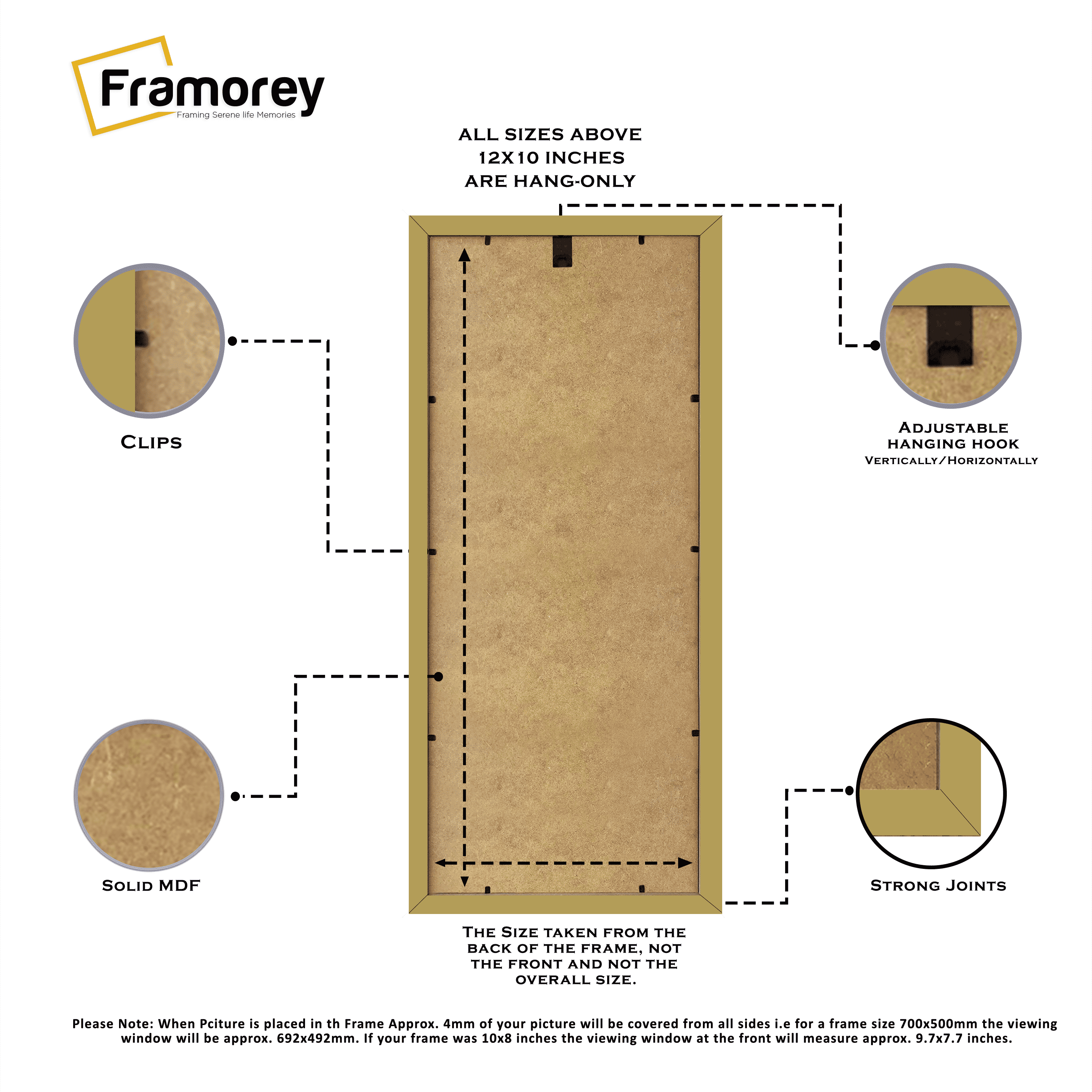 Thin Matt Panoramic Gold Pictures Frames With Ivory Mount