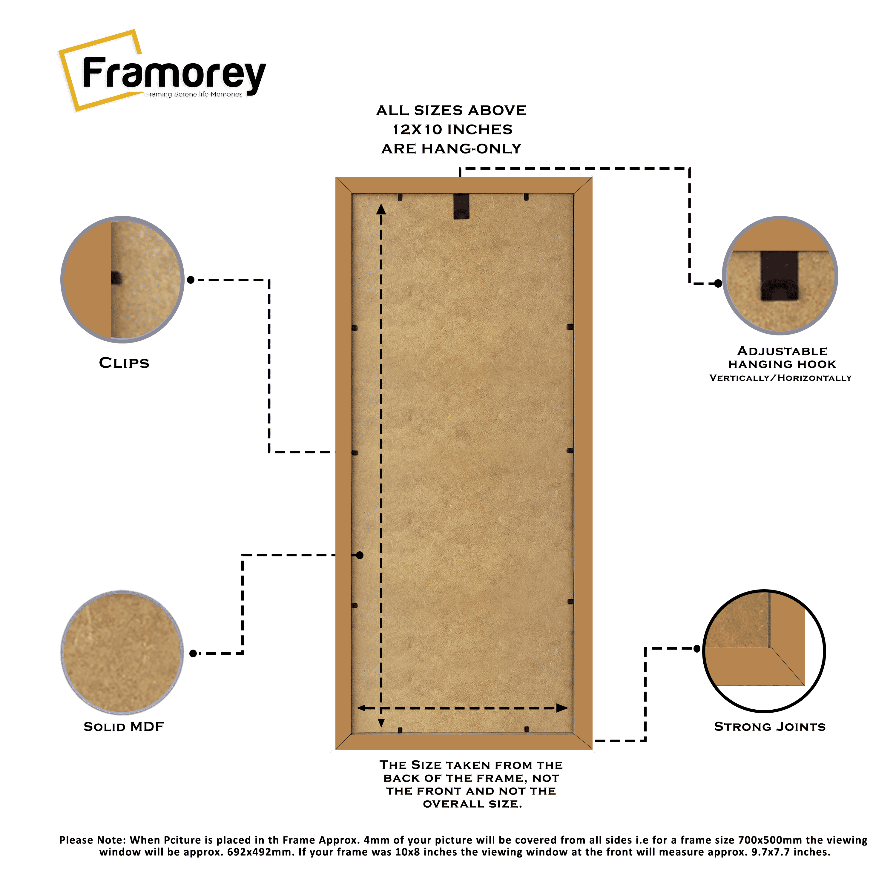 Panoramic Thin Matt Oak Picture Frames with Black Mount