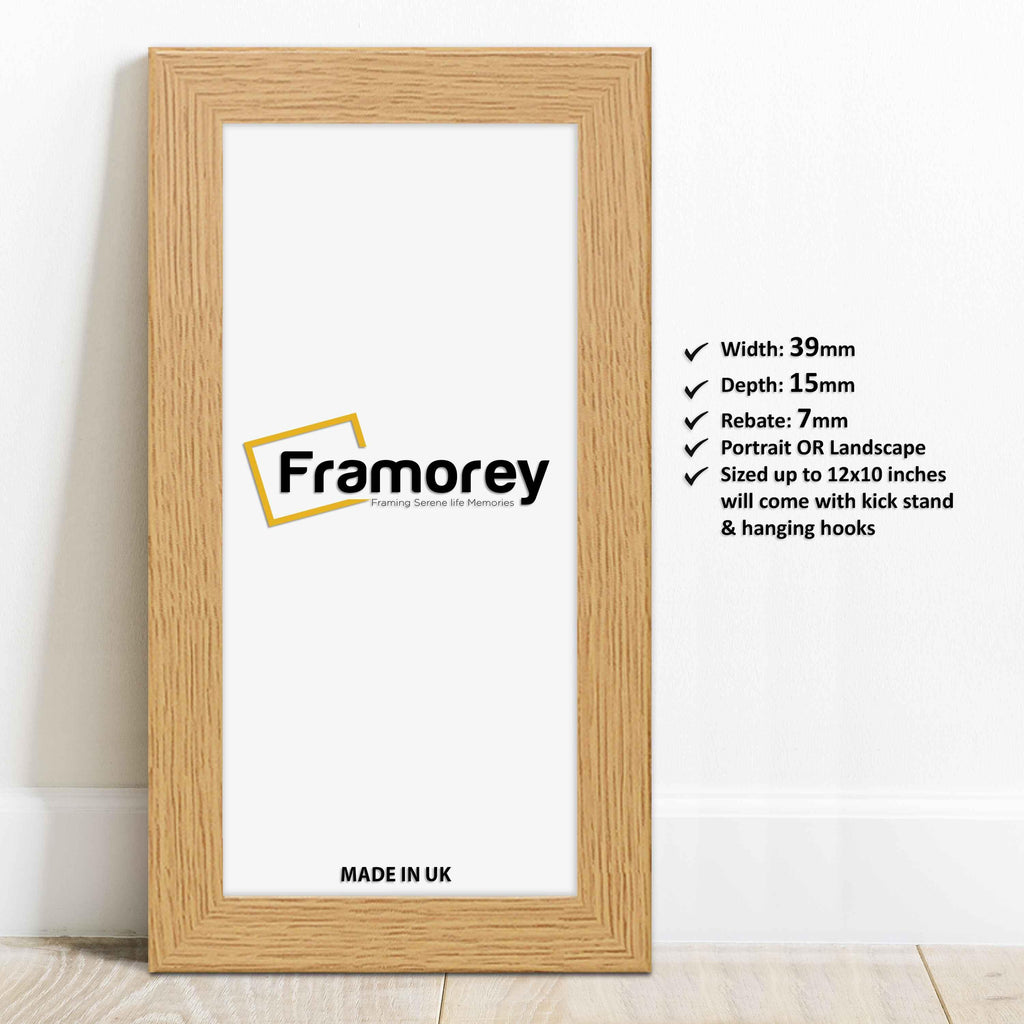Panoramic Size Oak Photo Print Frames with some details.