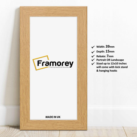 Panoramic Size Oak Photo Print Frames with some details.