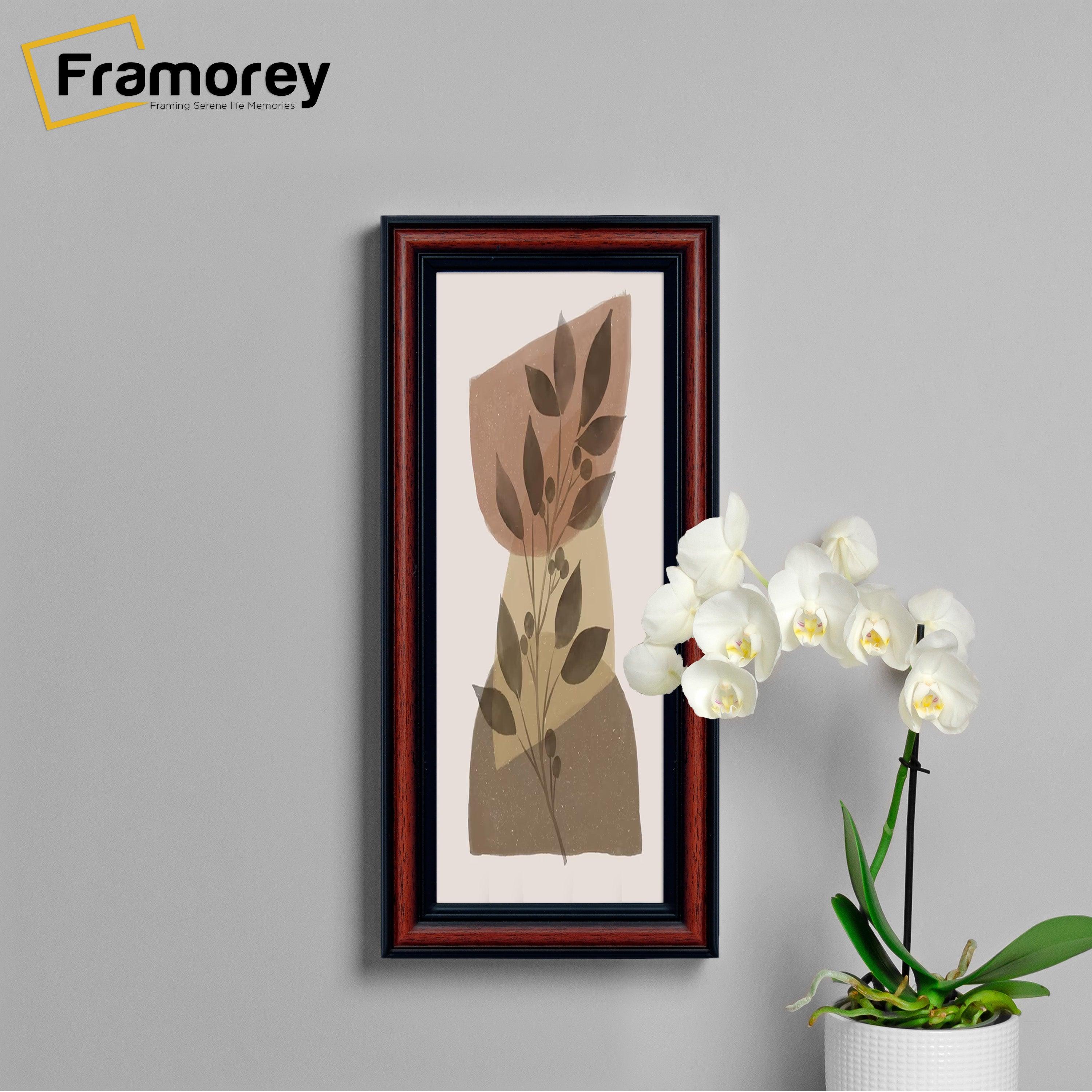 Panoramic Walnut Poster Frames  is hanging on a wall.