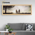 Panoramic Size Pine Photo Frame in a Landscape Direction hanging on a wall just over the couch.
