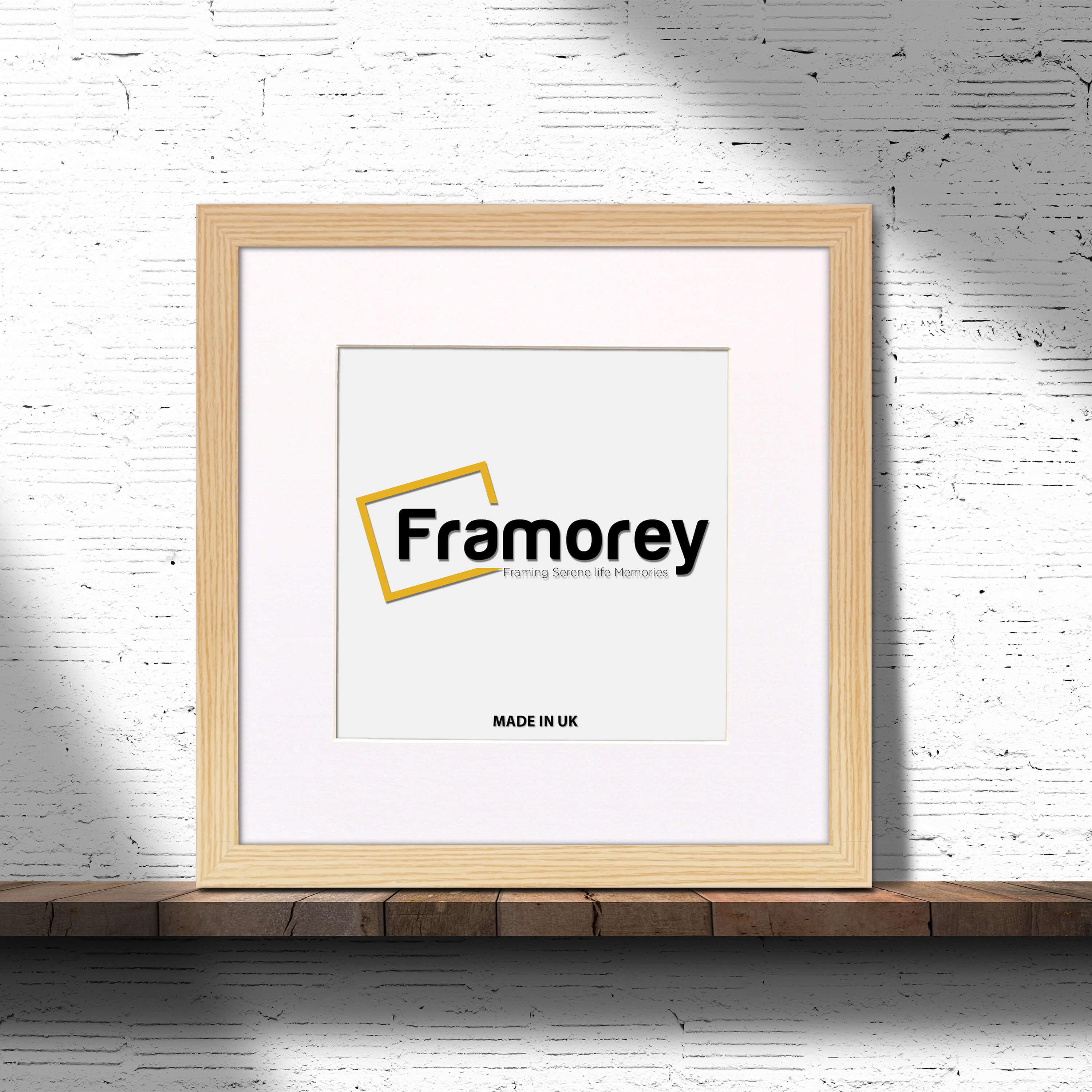 Square Size Pine Picture Frame With White Mount